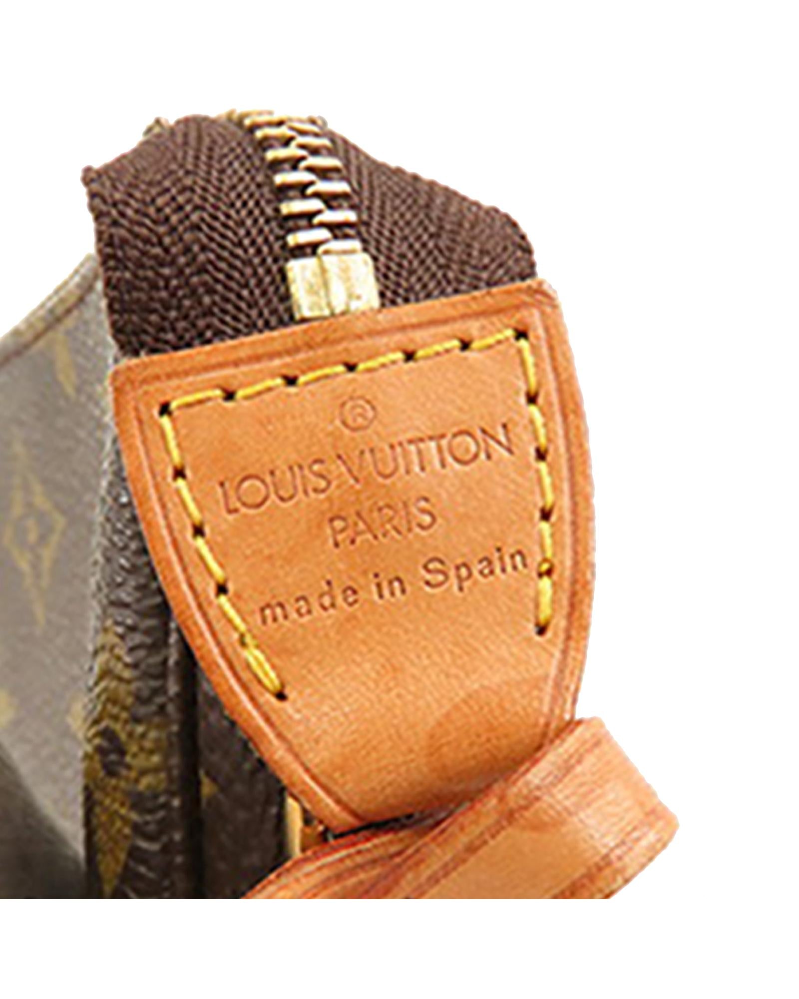 Monogram Canvas Pochette with Leather Strap and Zip Closure