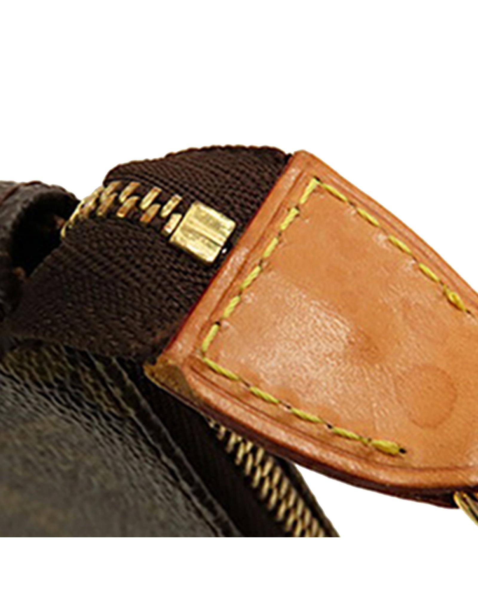 Monogram Canvas Pochette with Leather Strap and Zip Closure