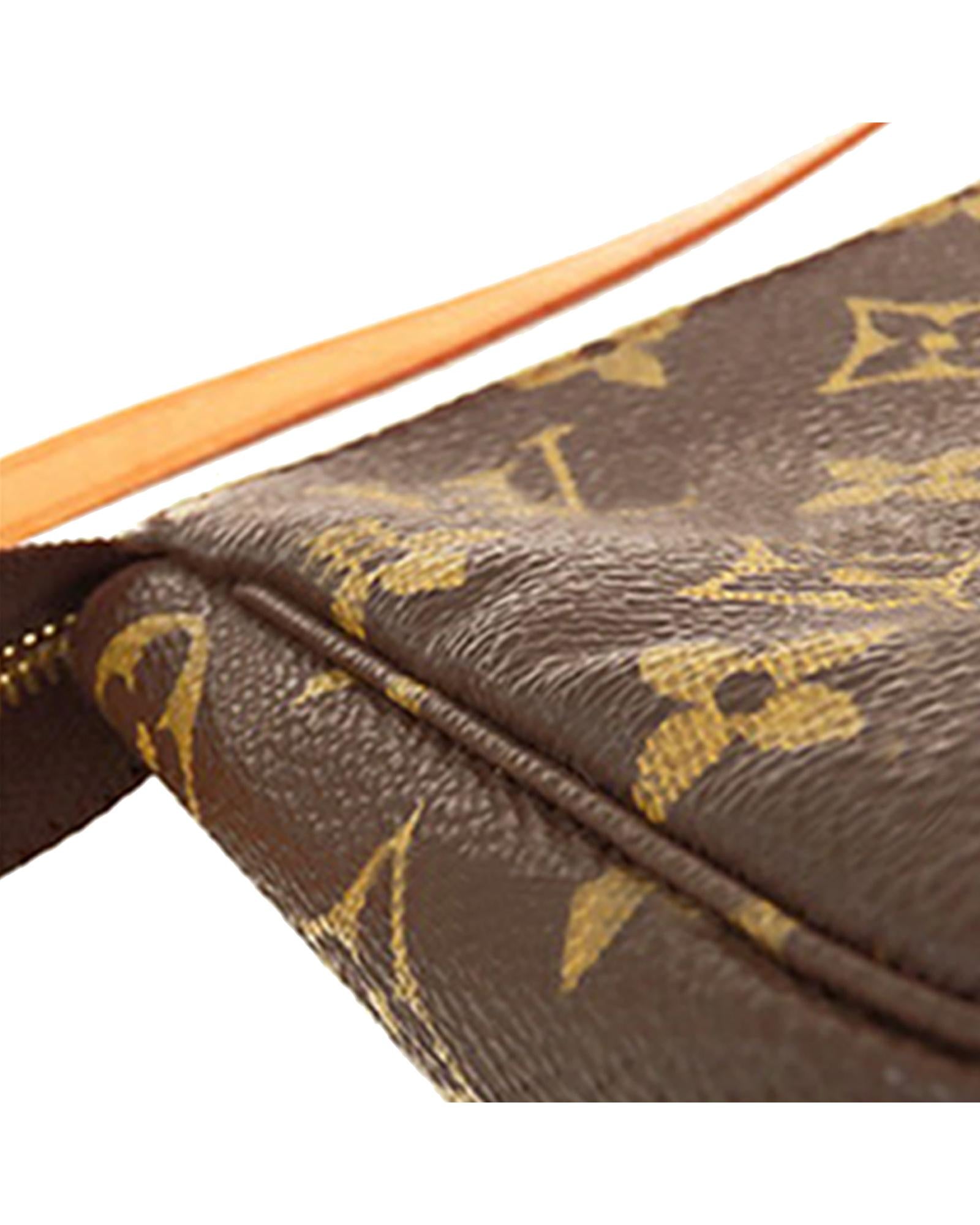Monogram Canvas Pochette with Leather Strap and Zip Closure