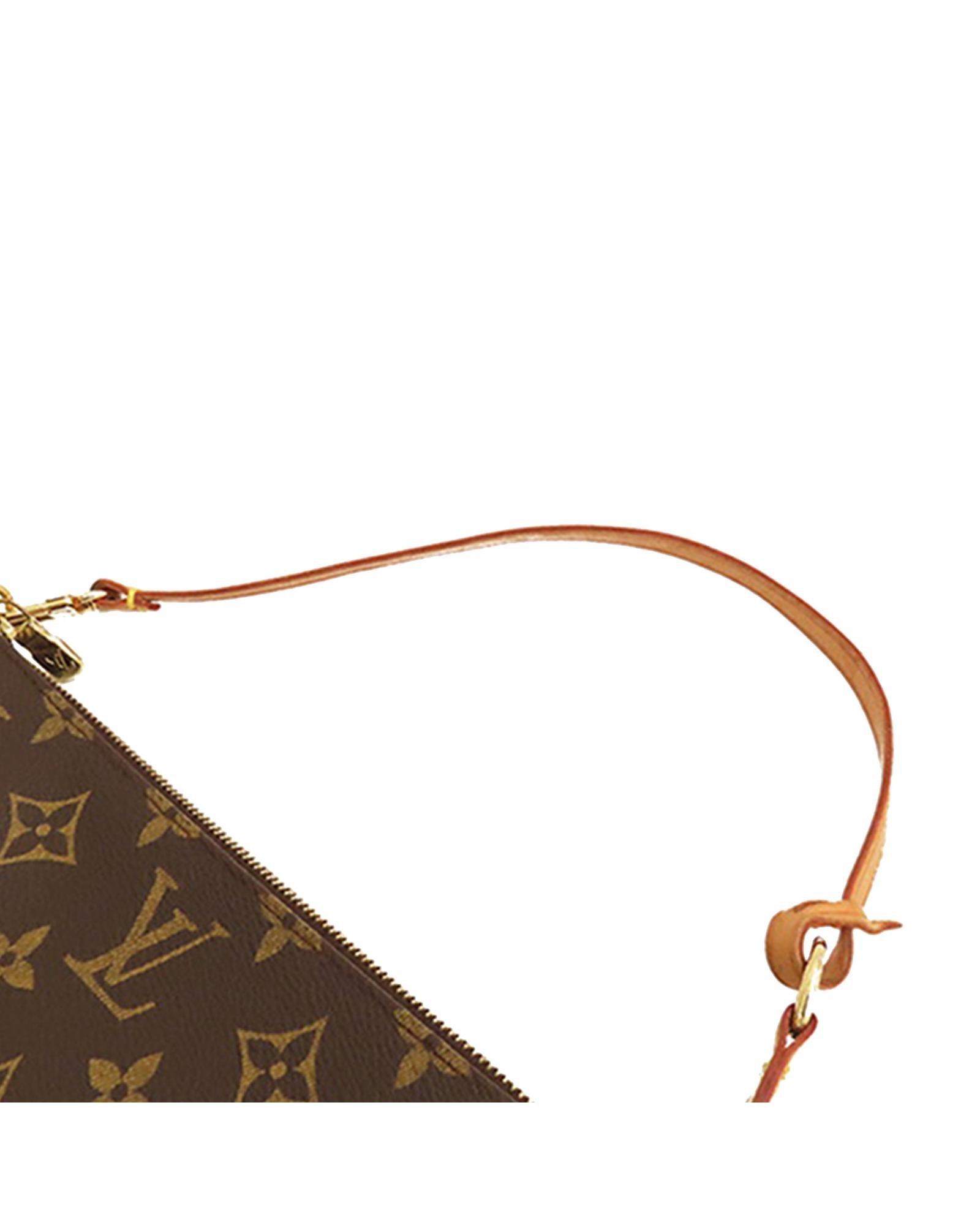 Monogram Canvas Pochette with Leather Strap and Zip Closure
