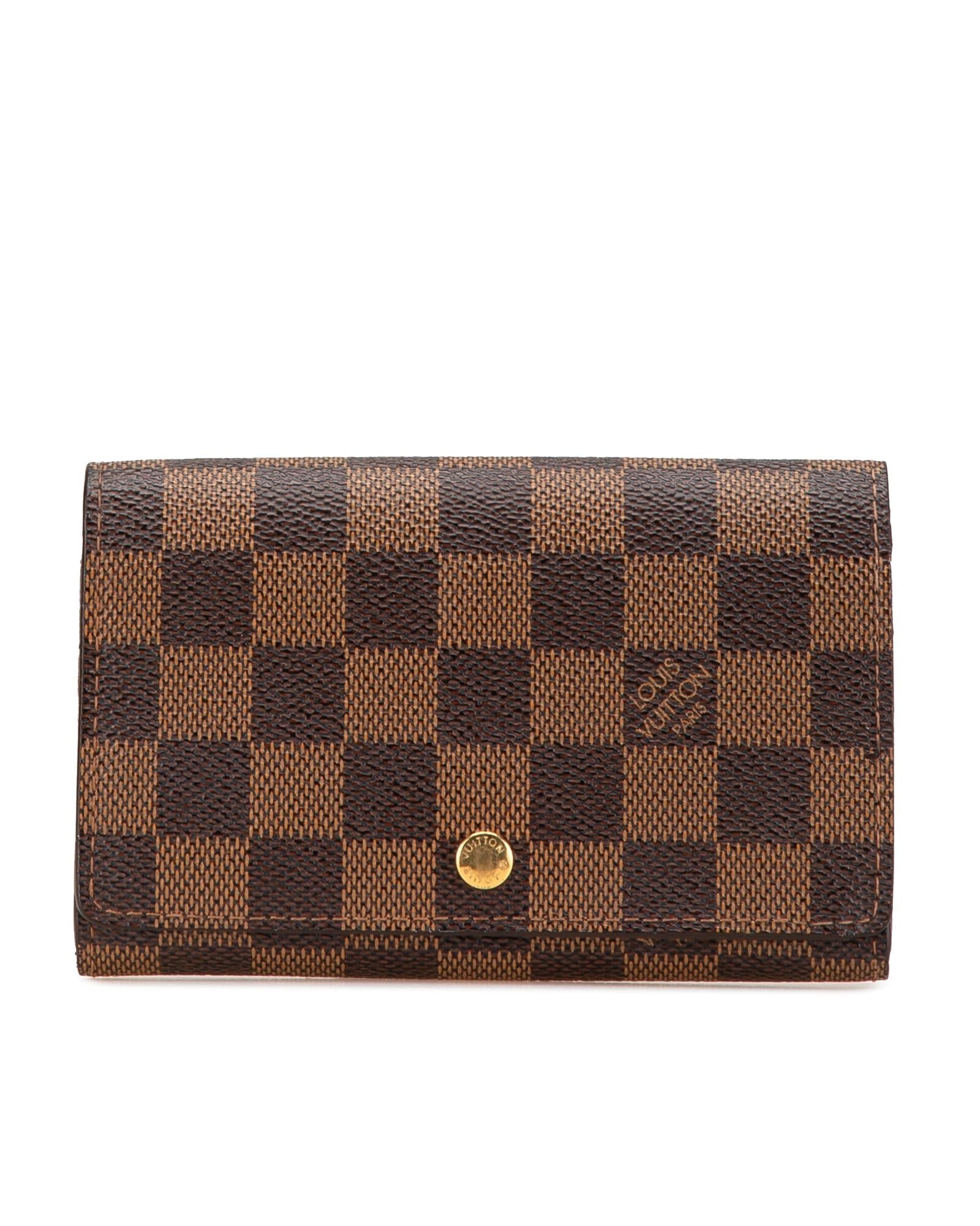 Damier Ebene Porte Monnaie Billets Tresor Wallet with Zip and Slip Pockets