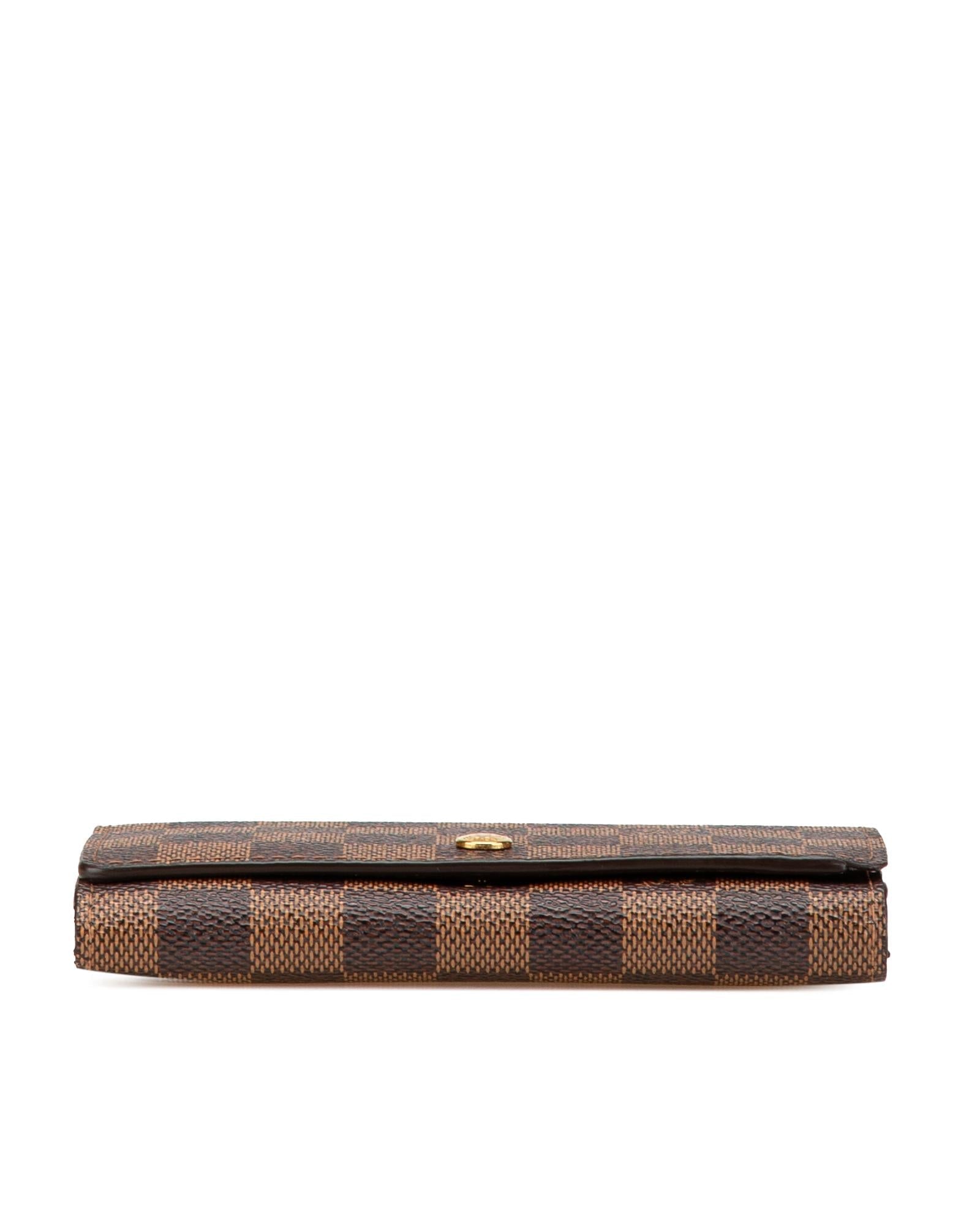 Damier Ebene Porte Monnaie Billets Tresor Wallet with Zip and Slip Pockets