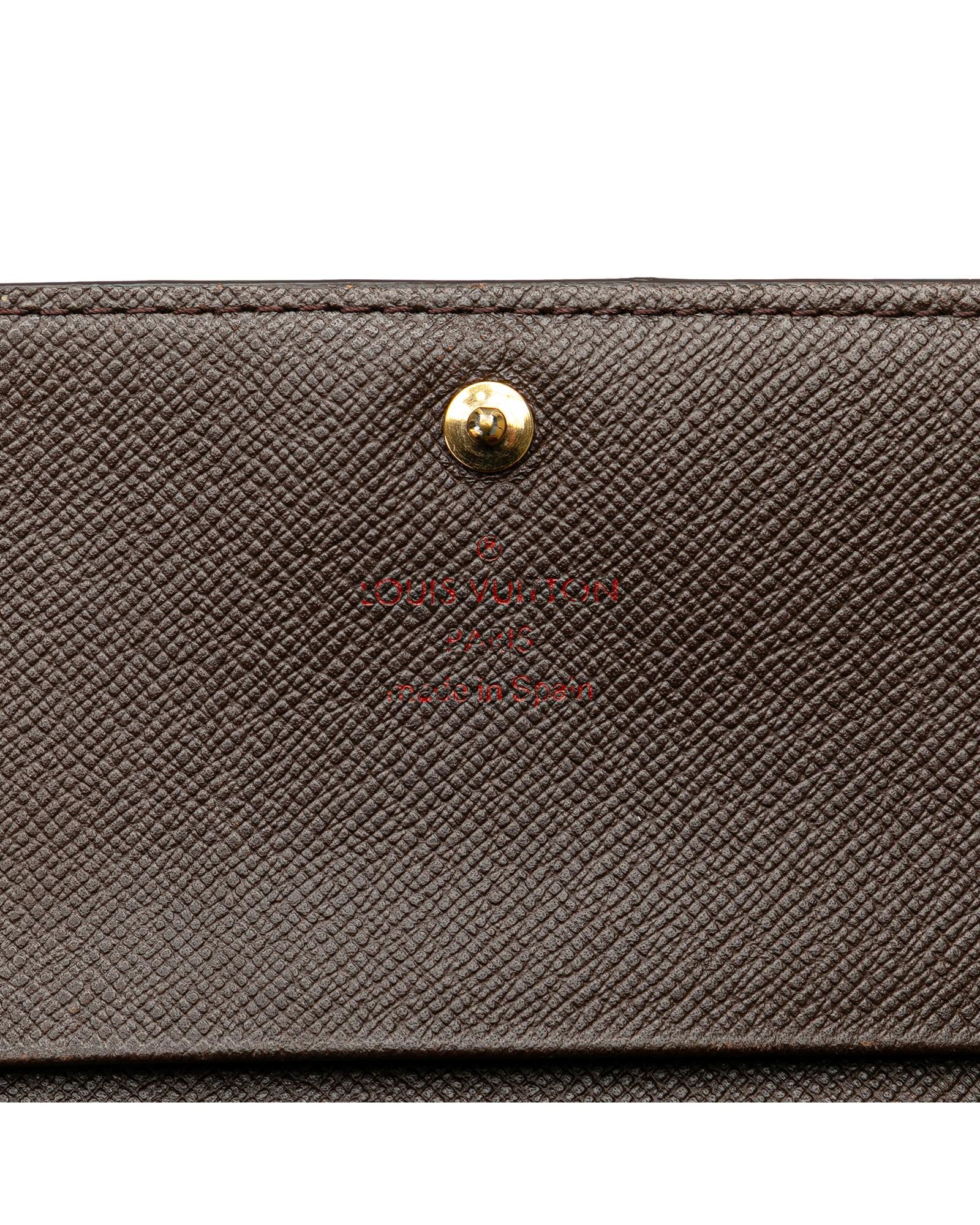 Damier Ebene Porte Monnaie Billets Tresor Wallet with Zip and Slip Pockets