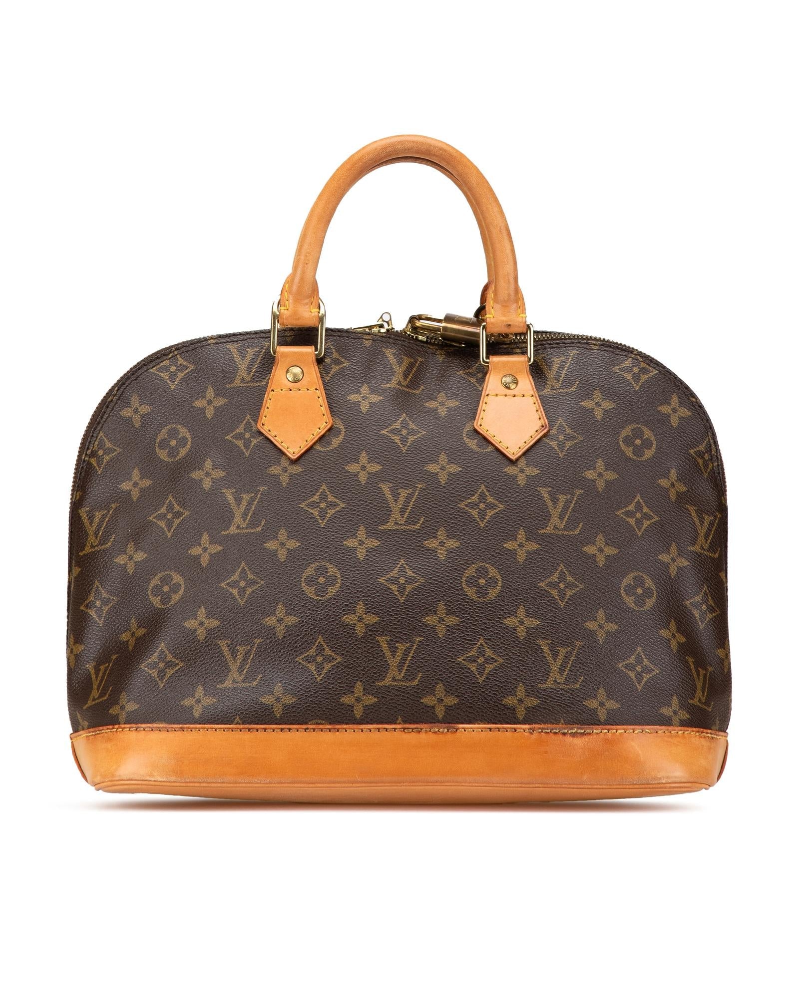 Monogram Canvas Alma PM with Vachetta Leather Trim and Top Zip Closure