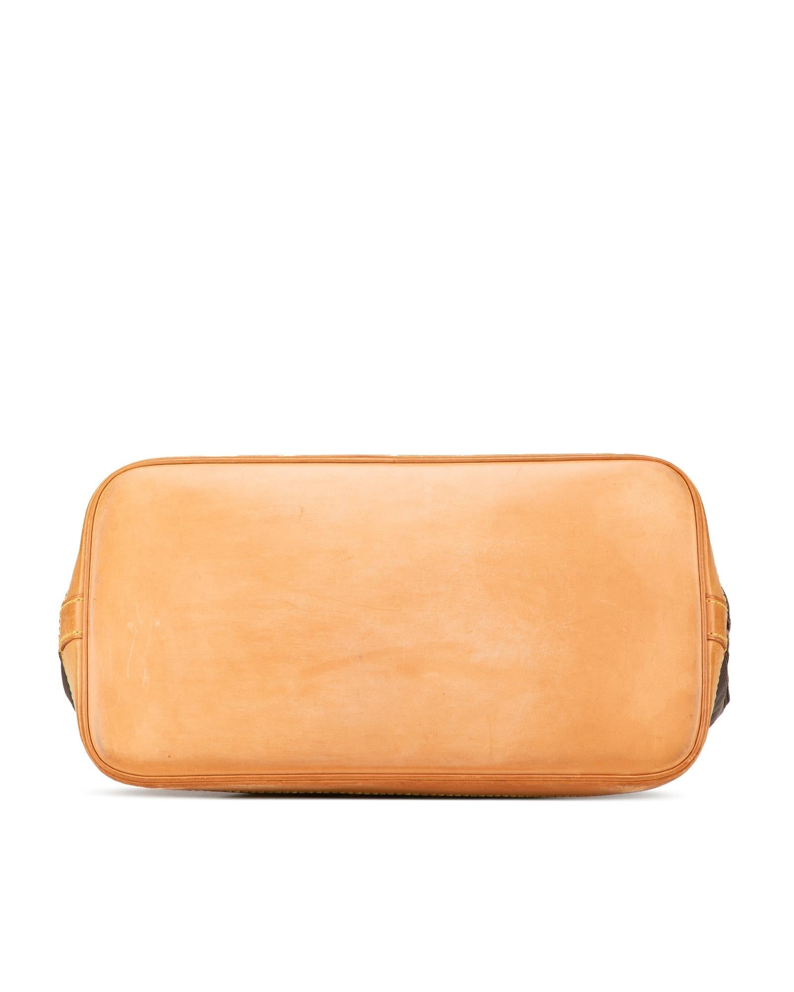 Monogram Canvas Alma PM with Vachetta Leather Trim and Top Zip Closure