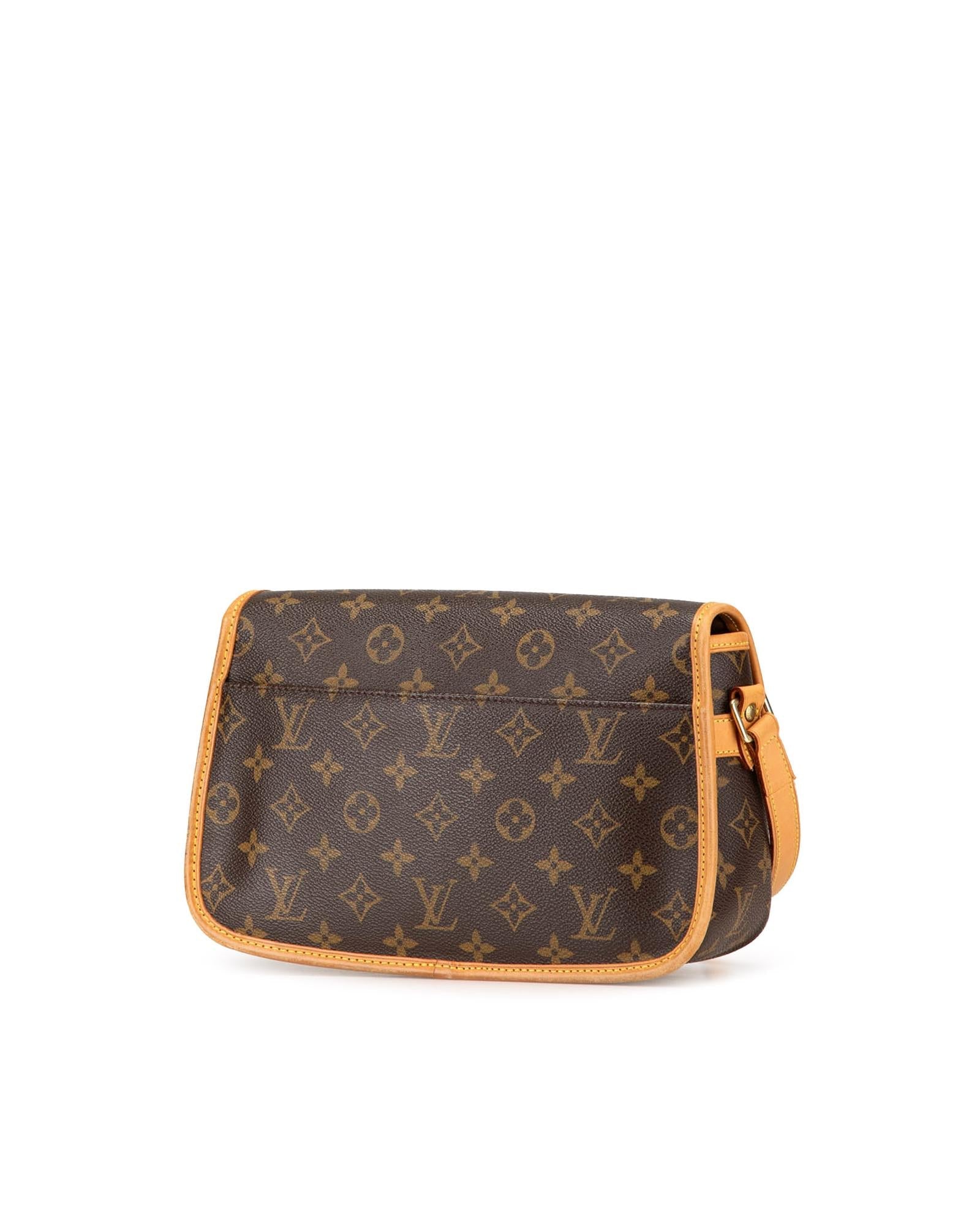 Monogram Canvas Crossbody Bag with Leather Trim and Buckle Closure