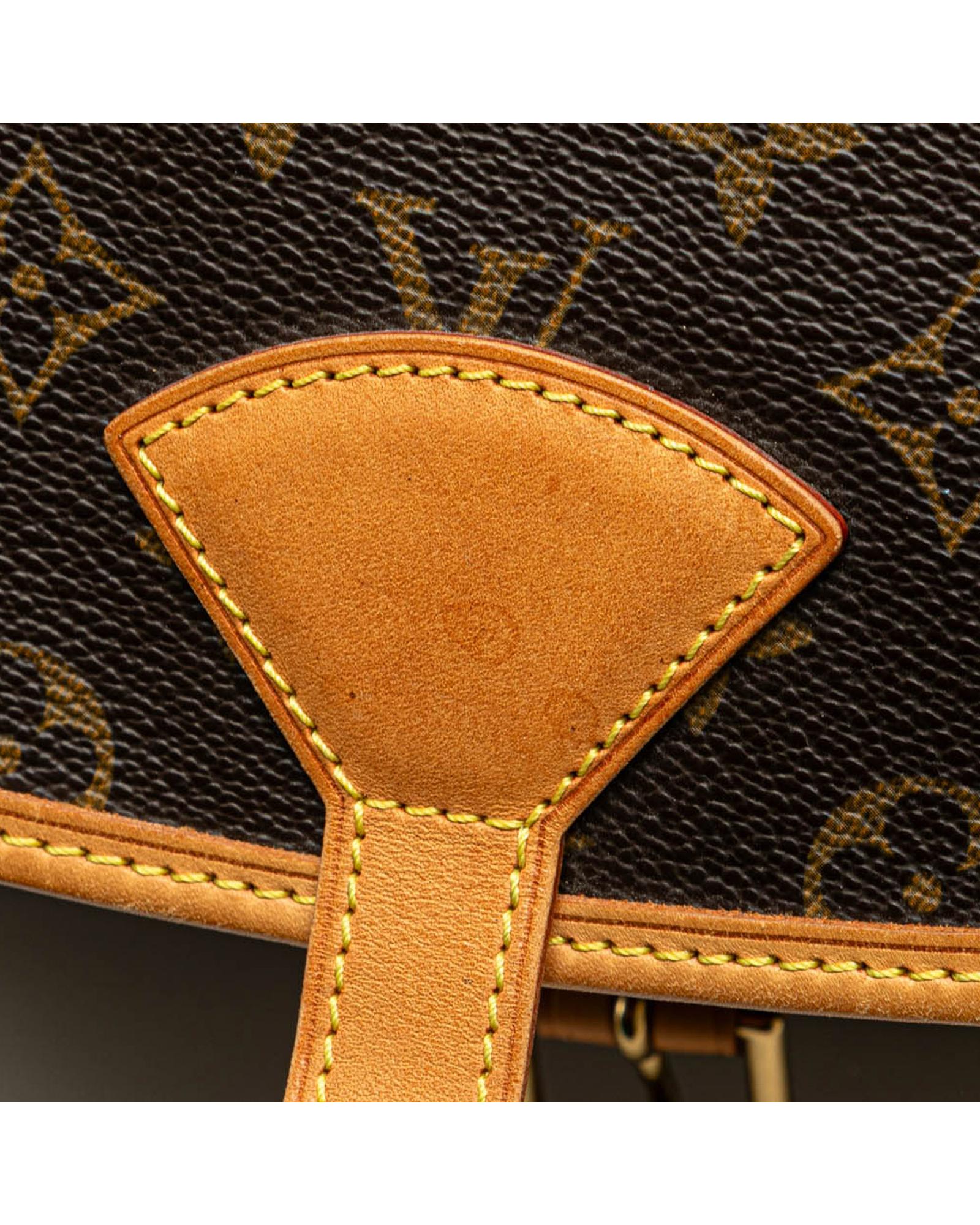 Monogram Canvas Crossbody Bag with Leather Trim and Buckle Closure