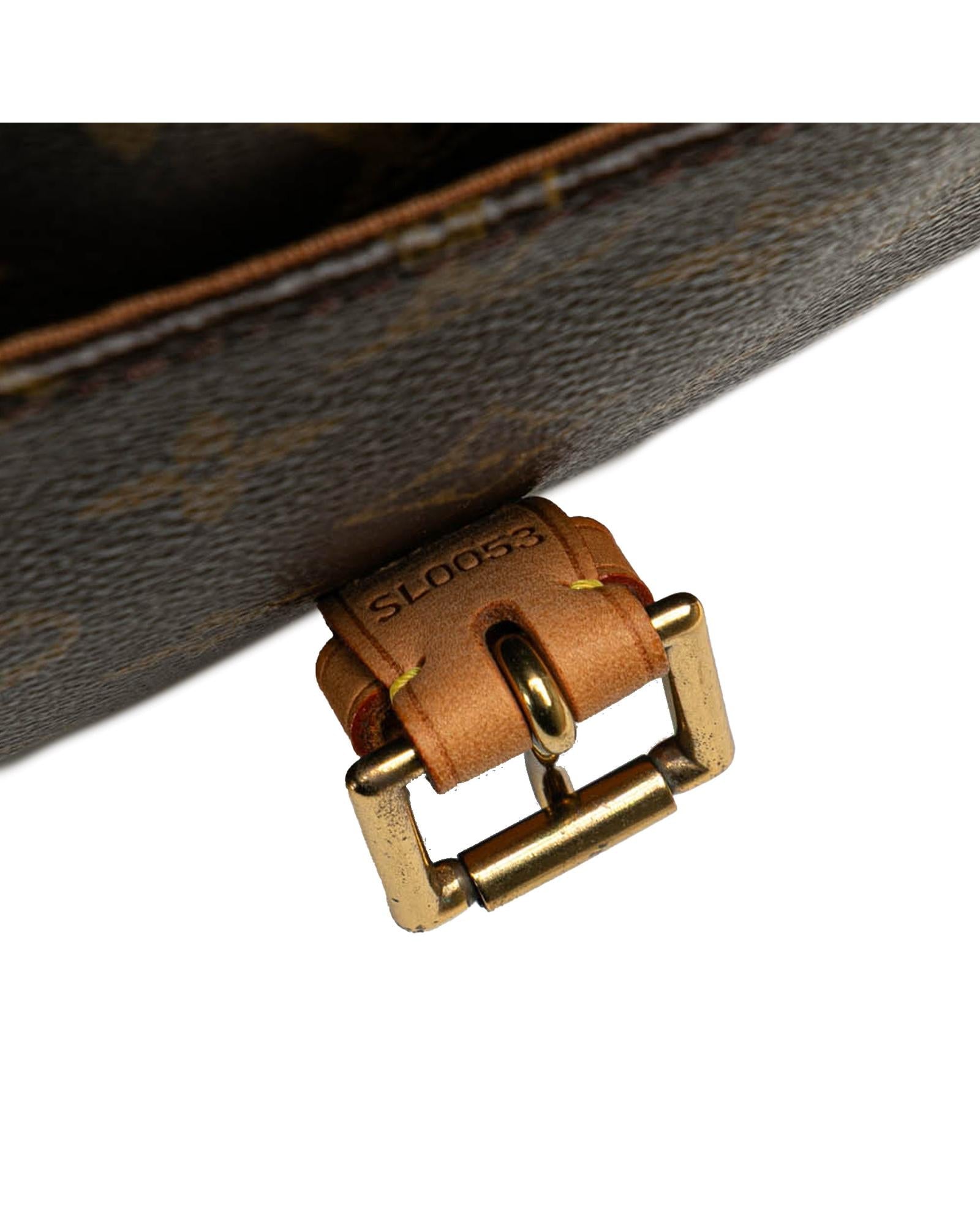 Monogram Canvas Crossbody Bag with Leather Trim and Buckle Closure
