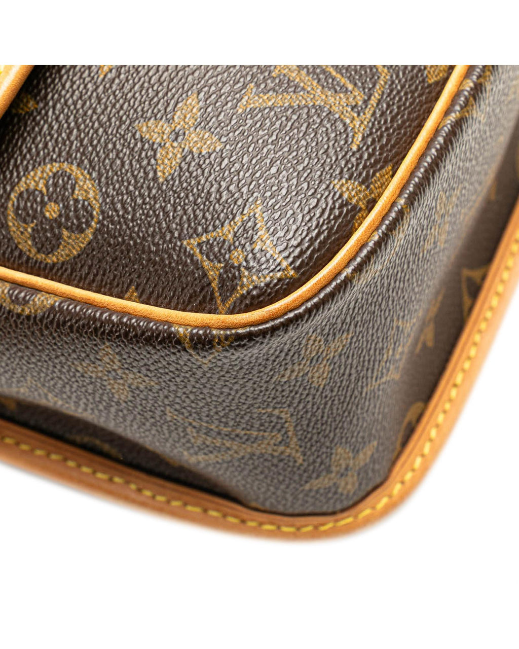 Monogram Canvas Crossbody Bag with Leather Trim and Buckle Closure