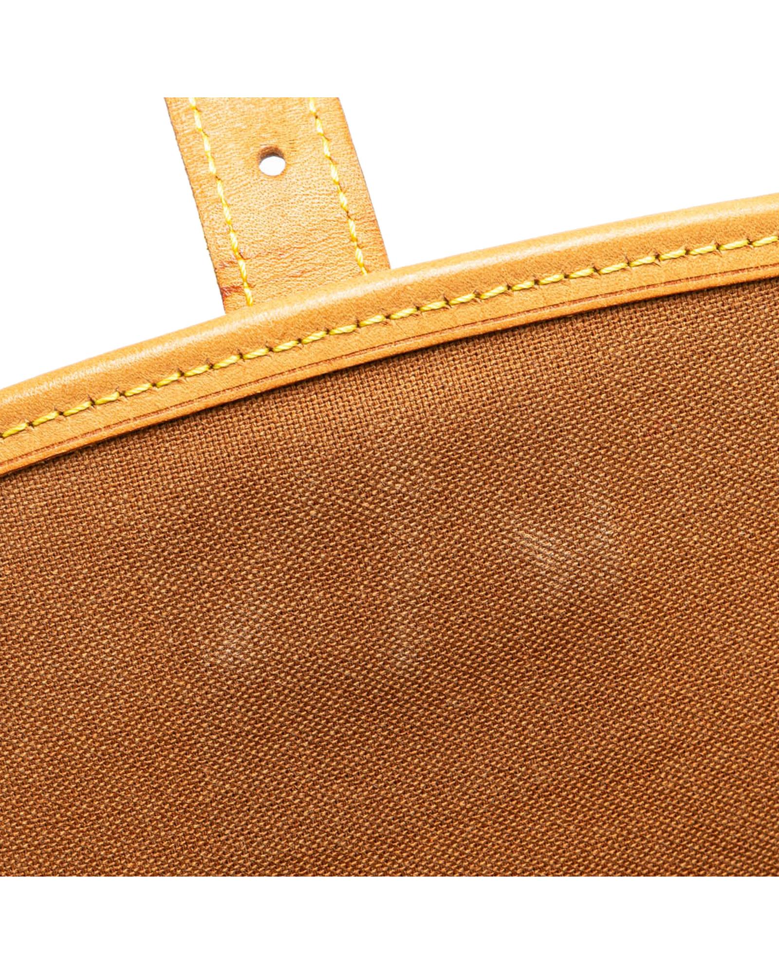 Monogram Canvas Crossbody Bag with Leather Trim and Buckle Closure