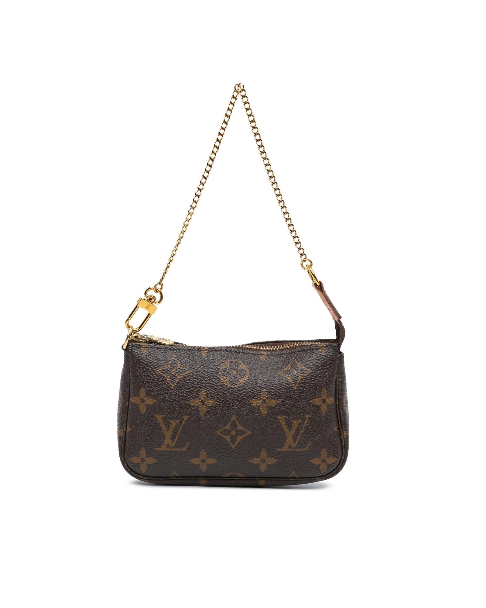 Monogram Canvas Mini Pochette with Gold-Tone Chain Strap