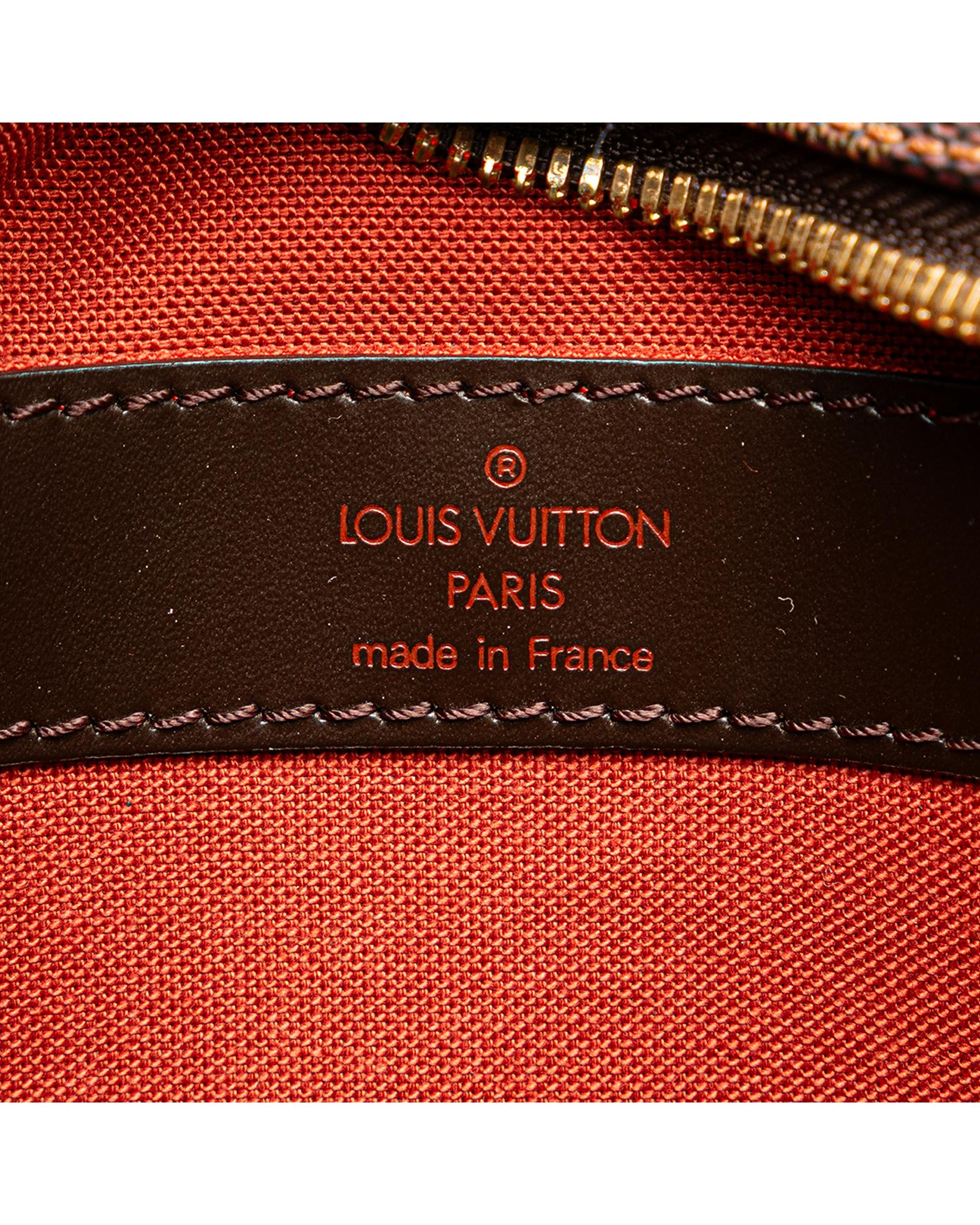 Damier Ebene Canvas Crossbody Bag with Adjustable Strap and Multiple Closures