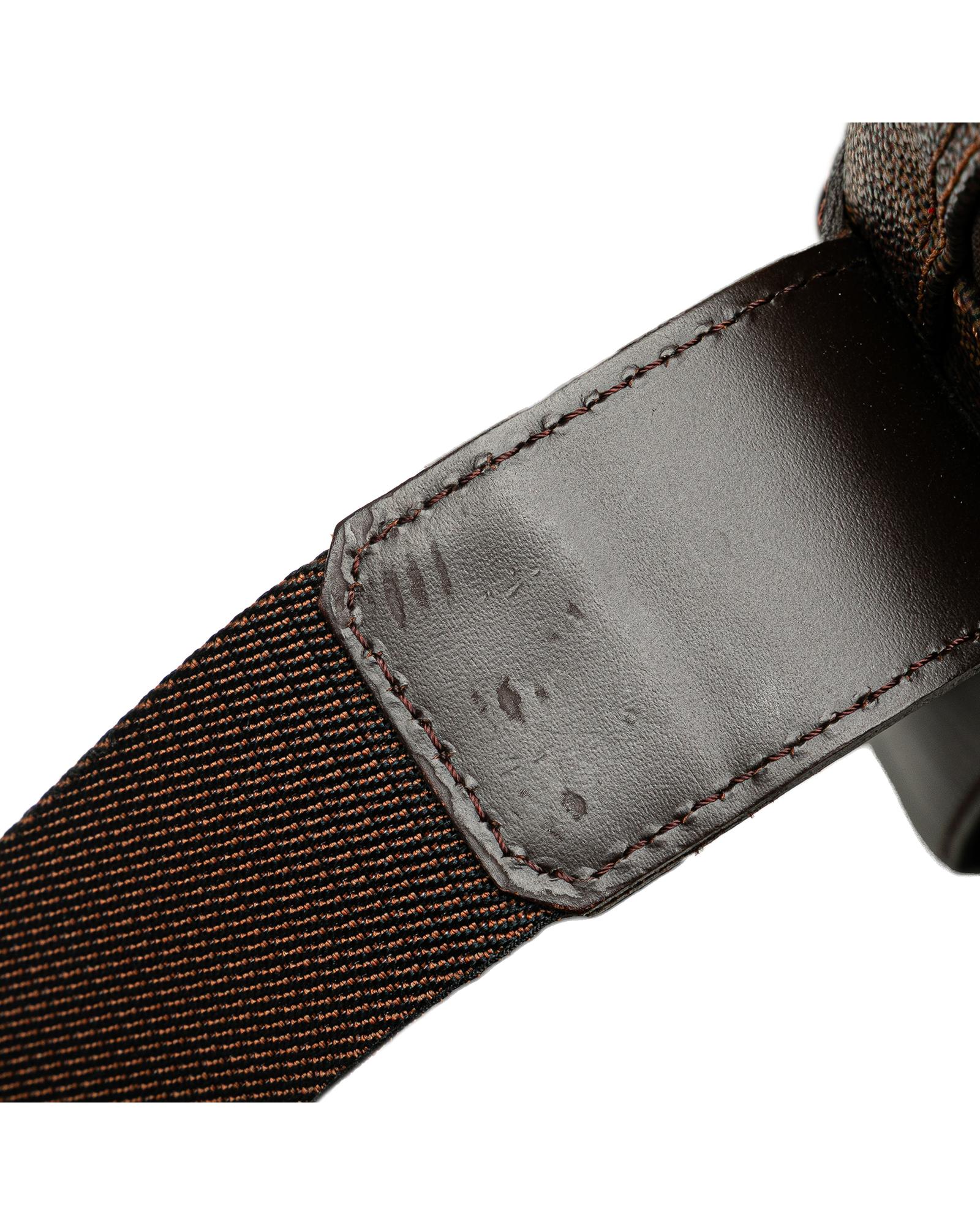 Damier Ebene Canvas Crossbody Bag with Adjustable Strap and Multiple Closures