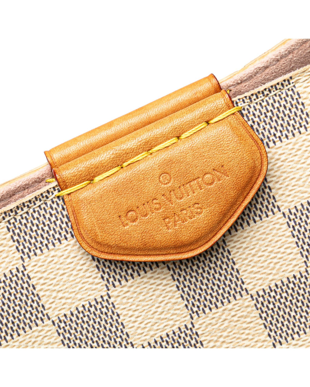 Damier Azur Canvas Tote with Leather Trim and Tassel Detail