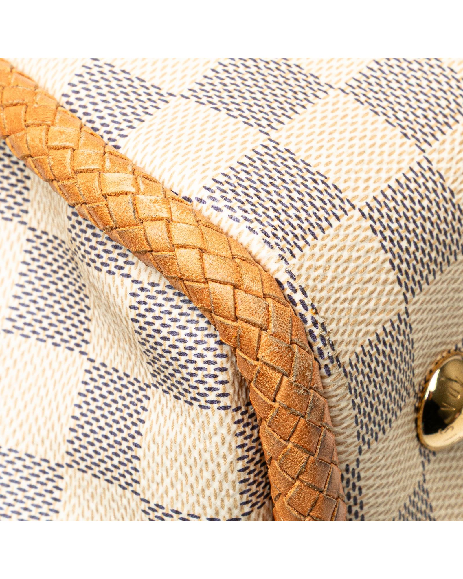 Damier Azur Canvas Tote with Leather Trim and Tassel Detail