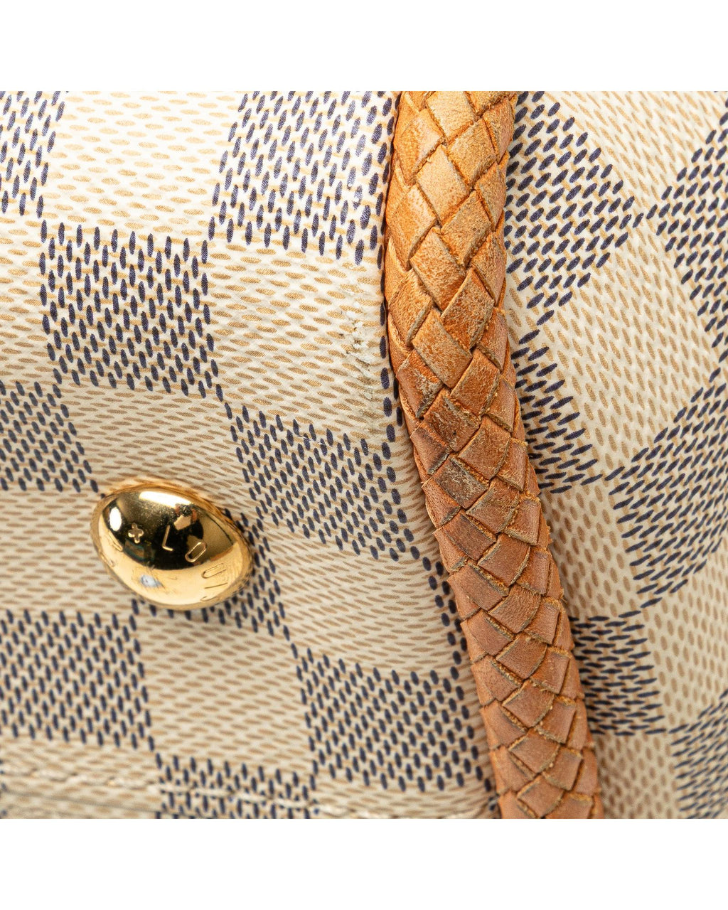 Damier Azur Canvas Tote with Leather Trim and Tassel Detail