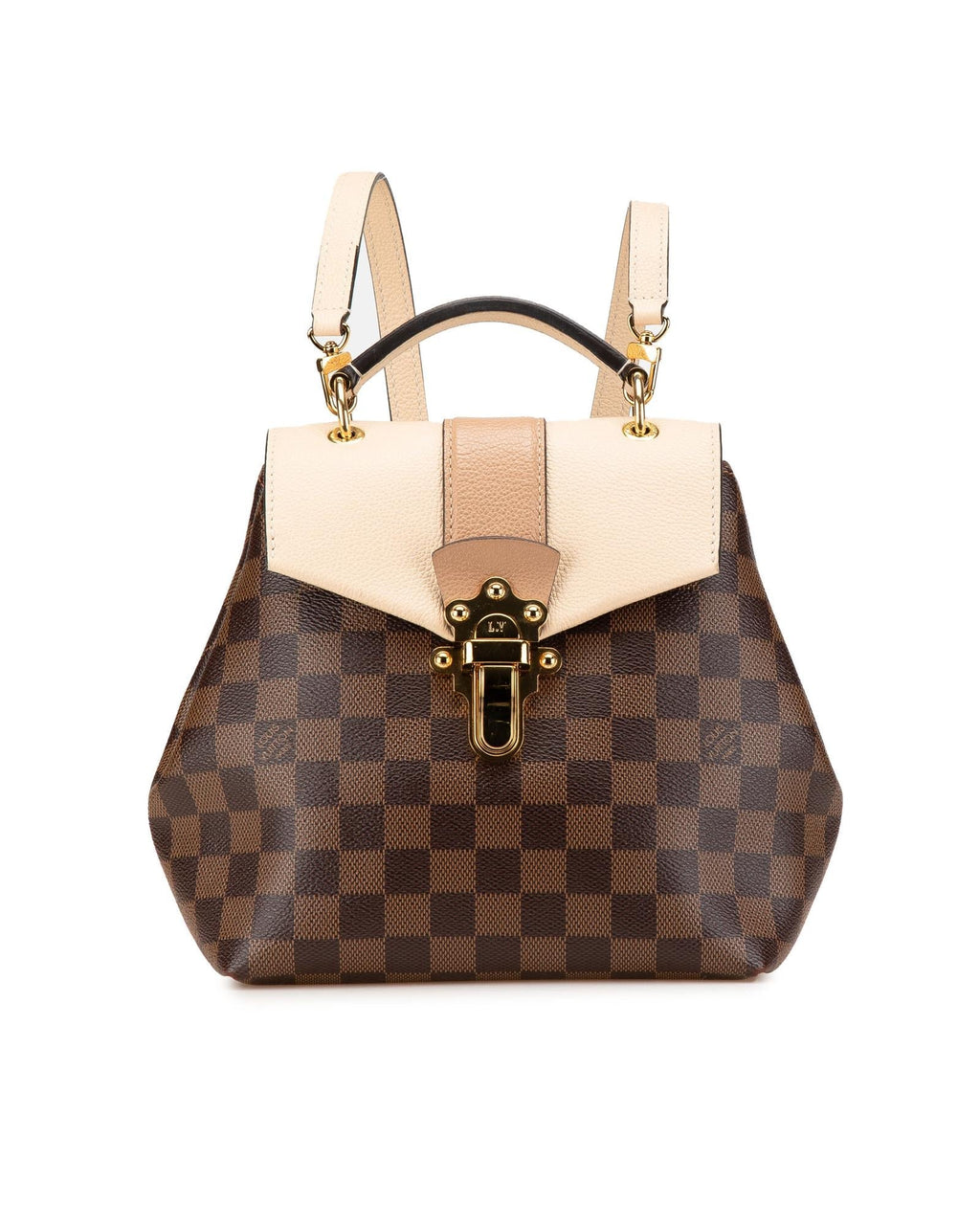 Damier Ebene Clapton Canvas Leather Top Handle Bag