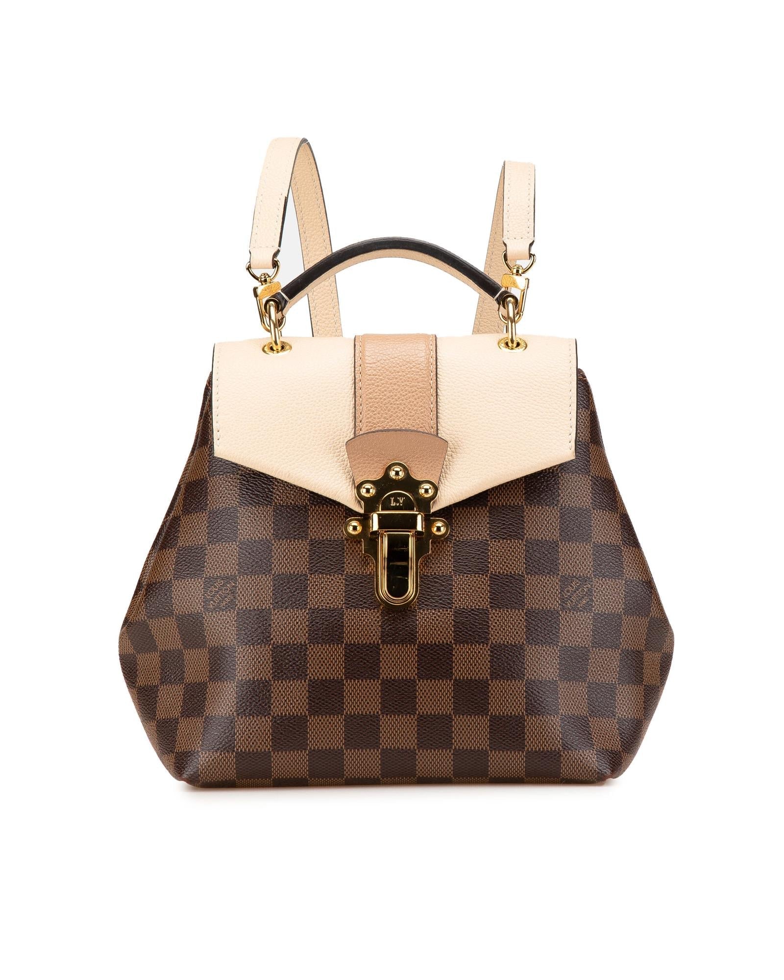 Damier Ebene Clapton Canvas Leather Top Handle Bag