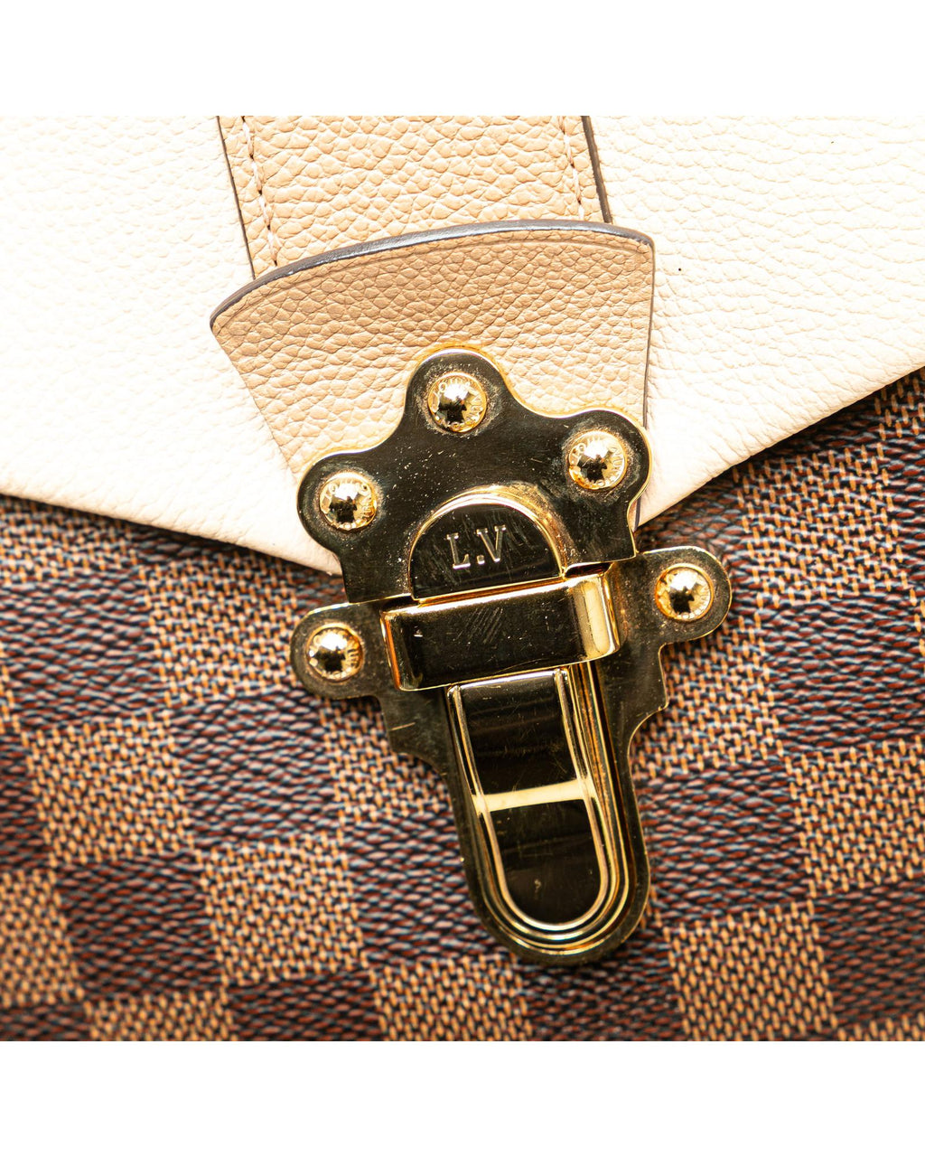 Damier Ebene Clapton Canvas Leather Top Handle Bag