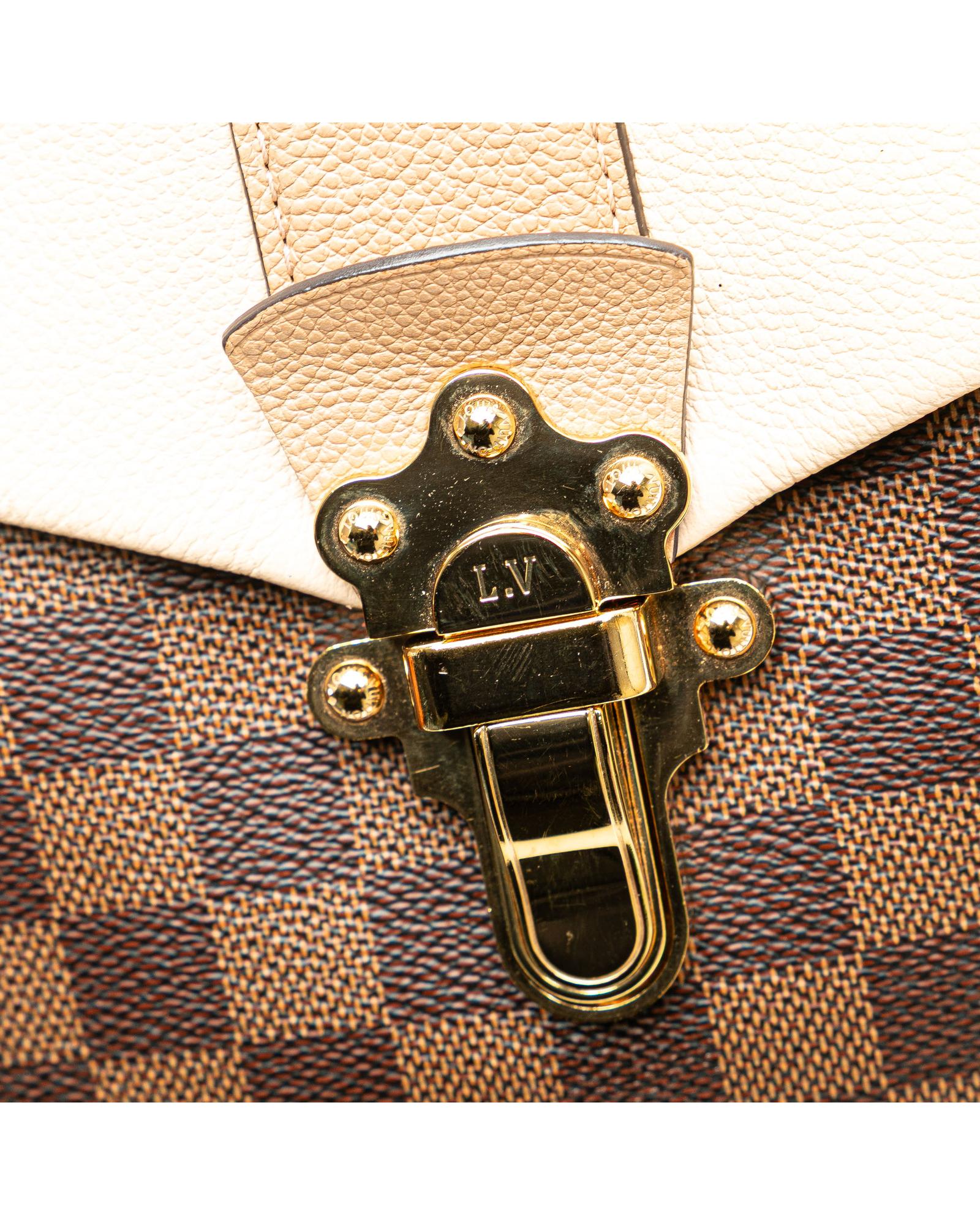 Damier Ebene Clapton Canvas Leather Top Handle Bag