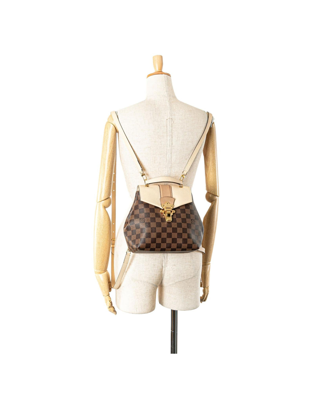 Damier Ebene Clapton Canvas Leather Top Handle Bag