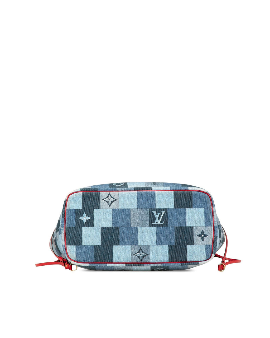 Monogram Denim Patchwork Neverfull Tote with Removable Pouch