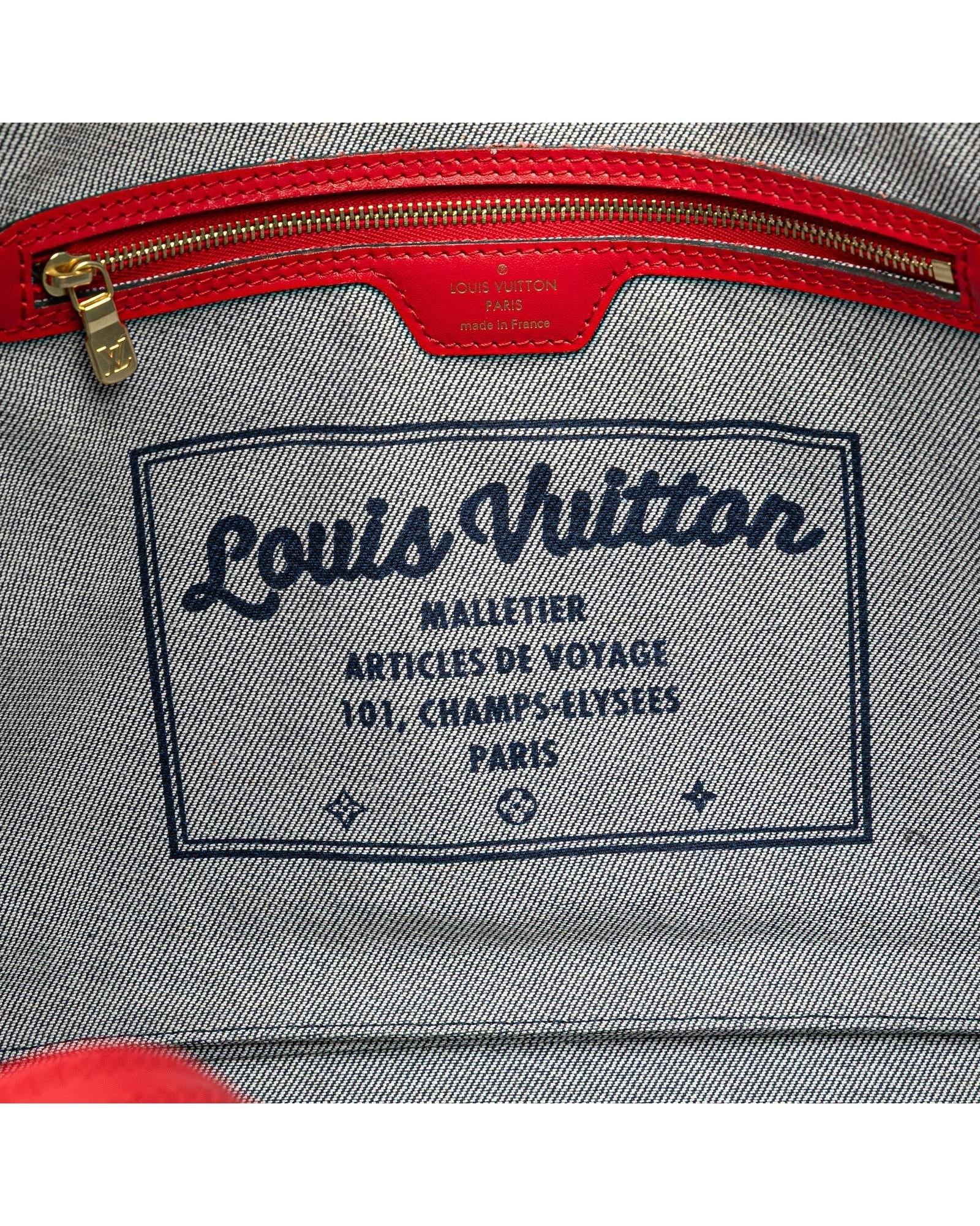 Monogram Denim Patchwork Neverfull Tote with Removable Pouch