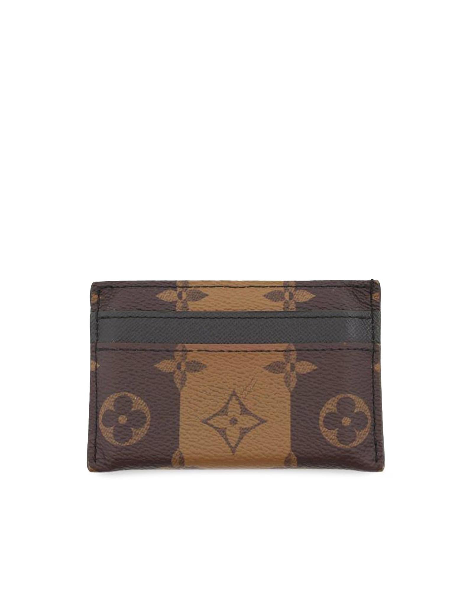 Monogram Stripe Double Card Holder with Slip Pockets