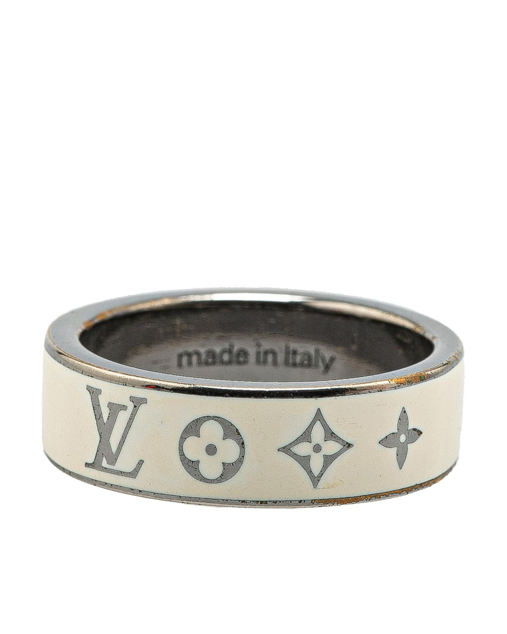 Enamel and Silver Tone Plated Metal Ring