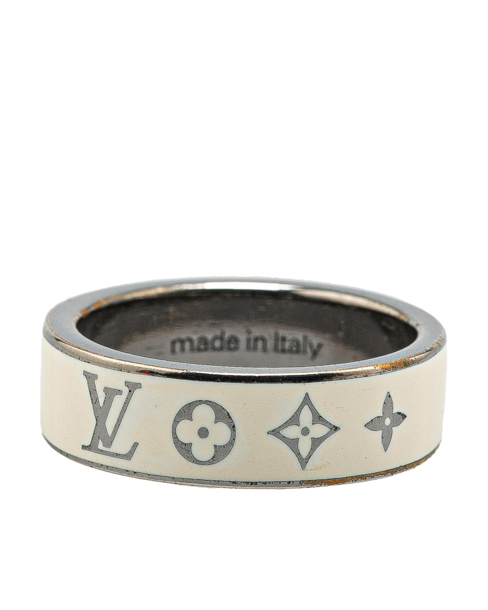 Enamel and Silver Tone Plated Metal Ring