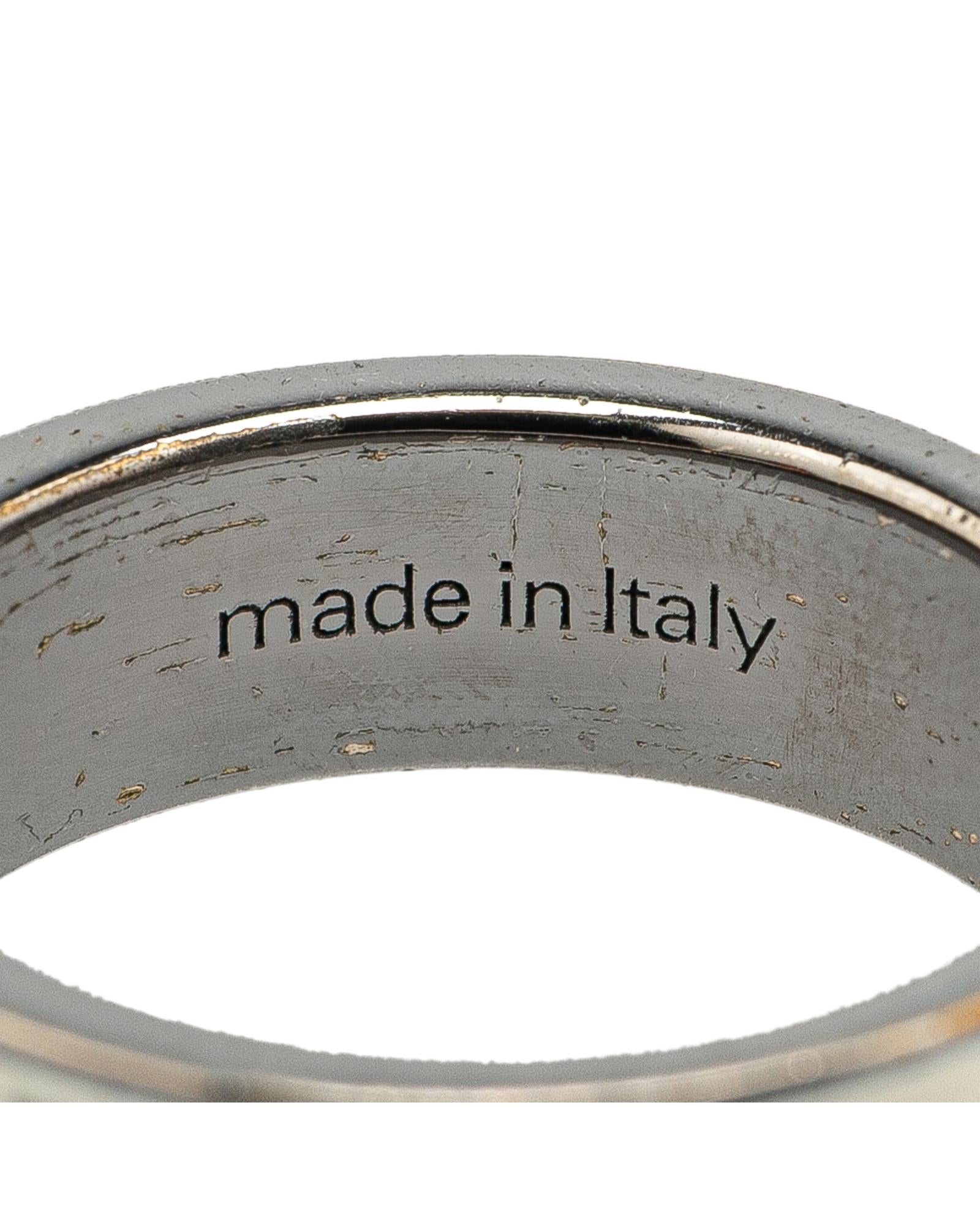 Enamel and Silver Tone Plated Metal Ring
