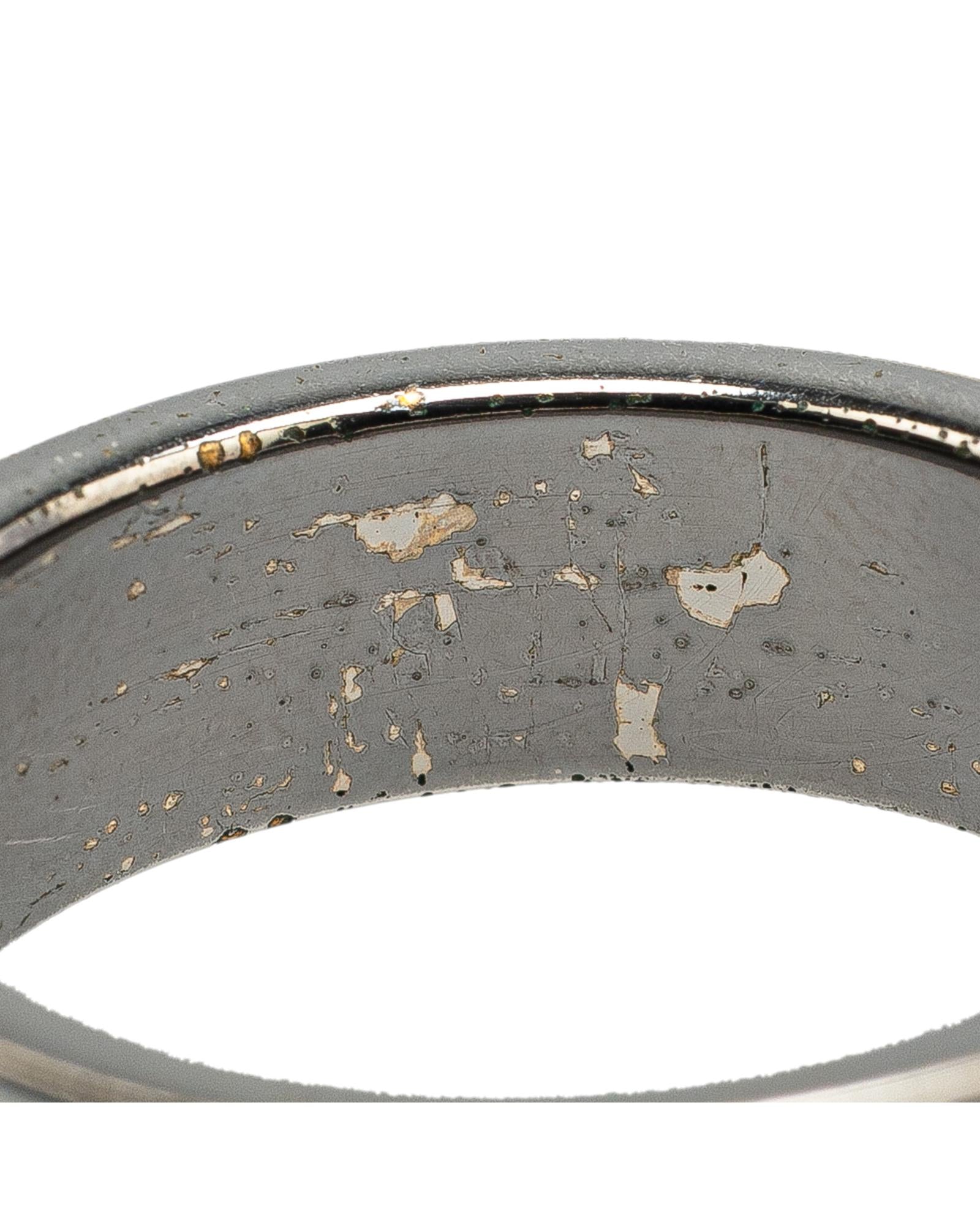 Enamel and Silver Tone Plated Metal Ring