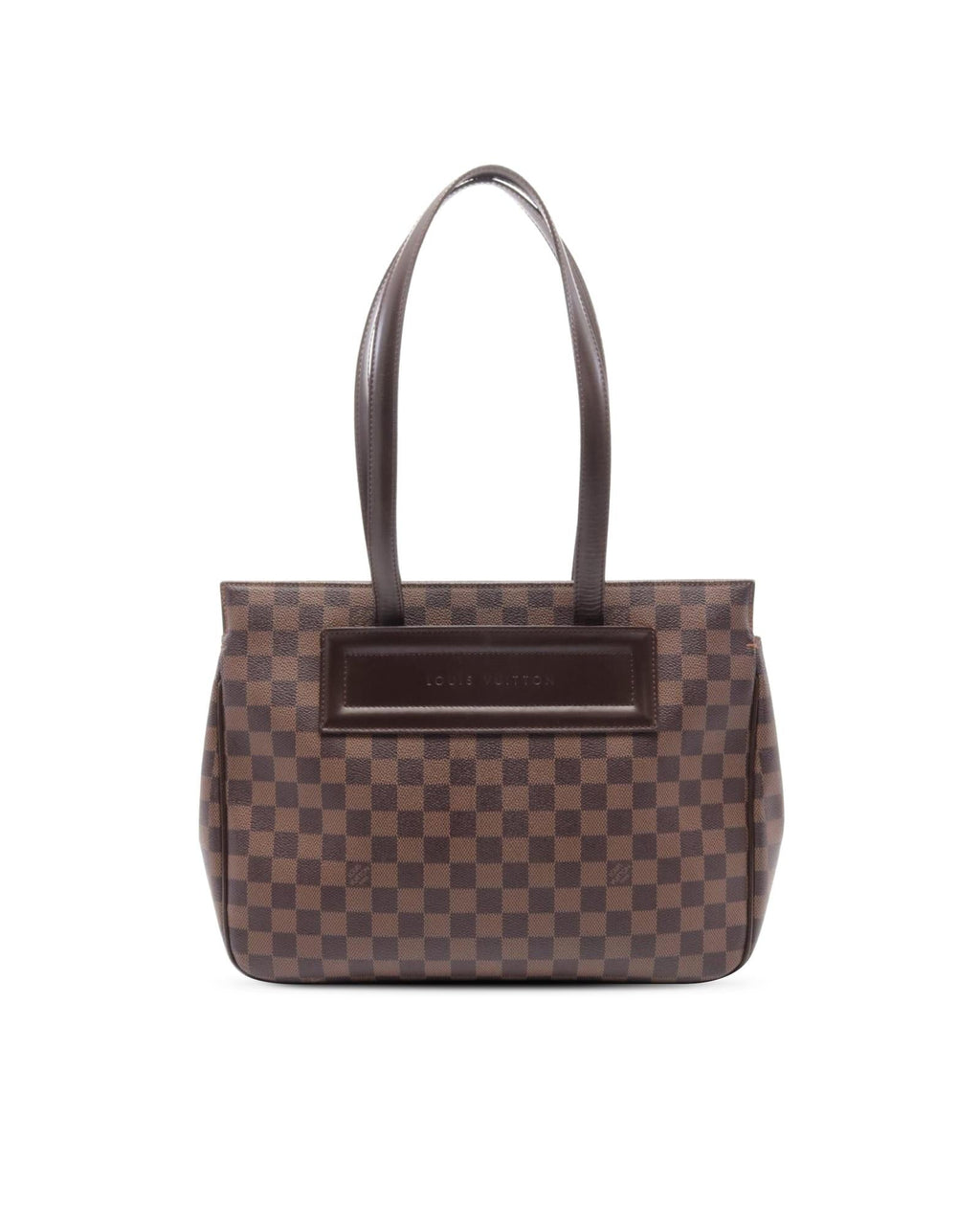 Damier Canvas Tote with Leather Straps and Magnetic Closure