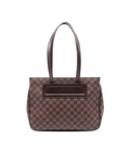 Damier Canvas Tote with Leather Straps and Magnetic Closure