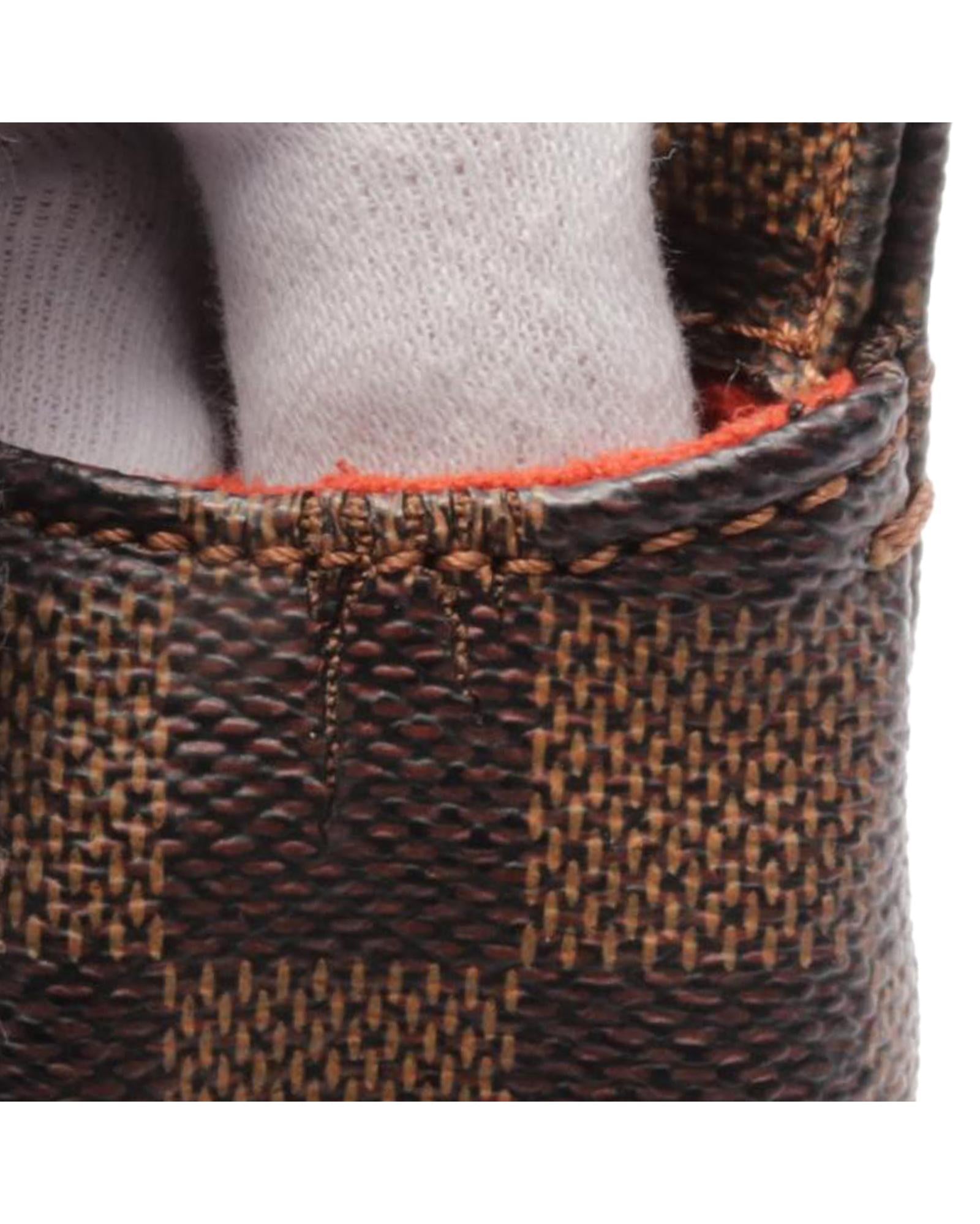 Damier Canvas Tote with Leather Straps and Magnetic Closure