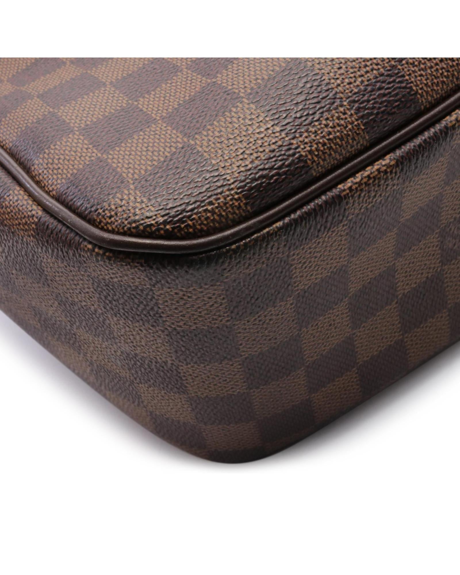 Damier Canvas Tote with Leather Straps and Magnetic Closure