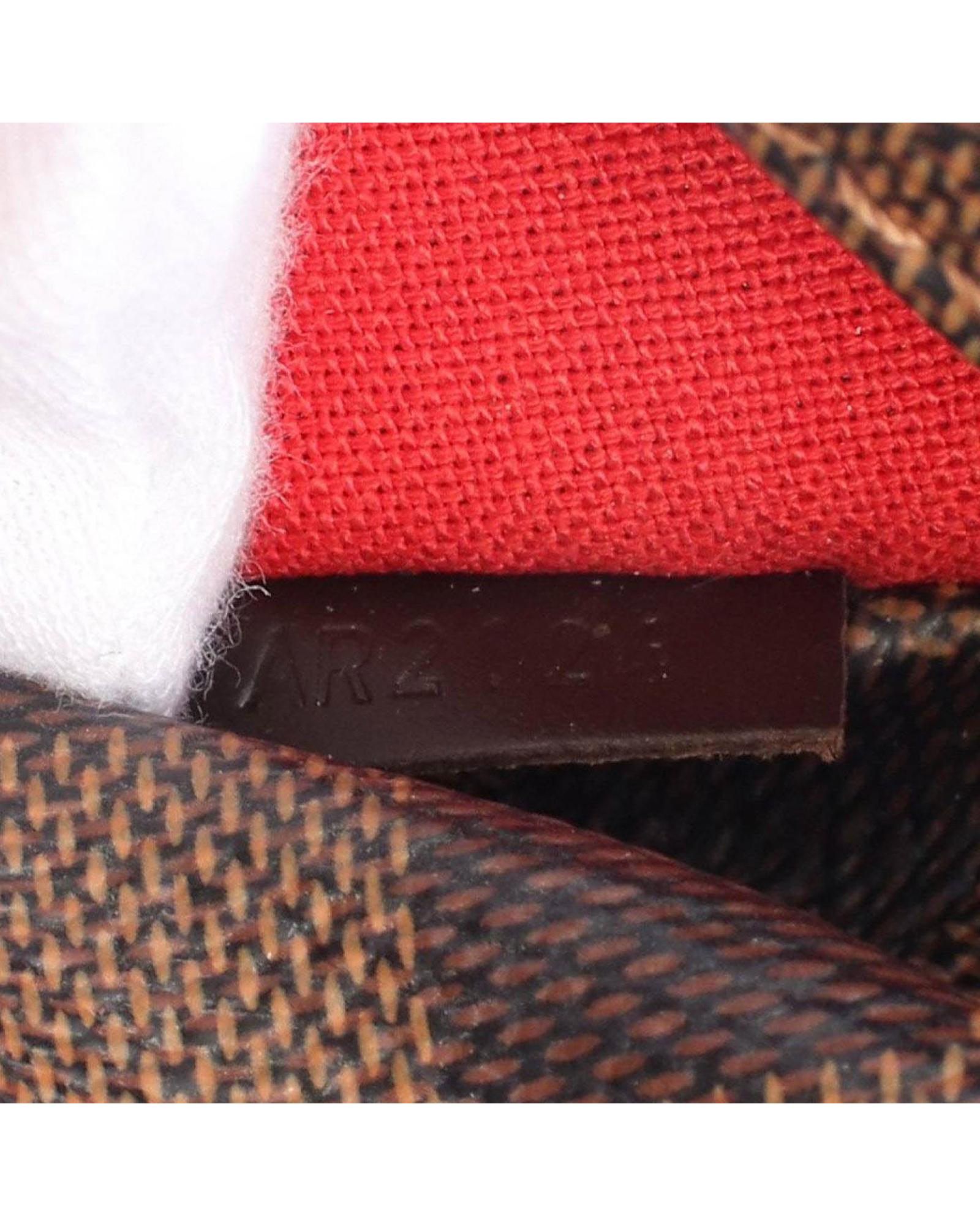 Damier Ebene Canvas Tote with Leather Trim and Multiple Pockets