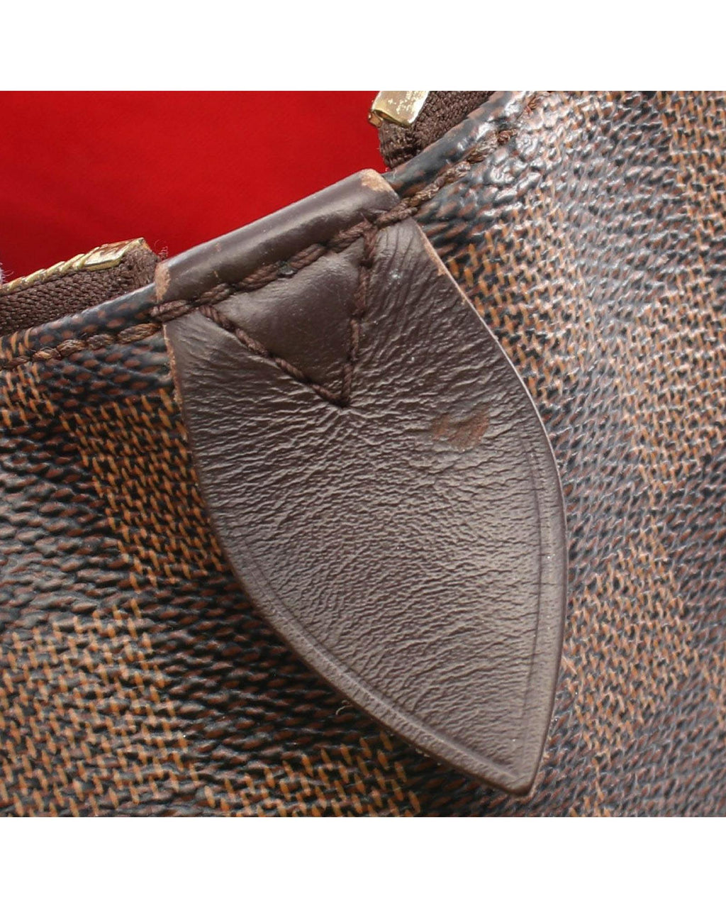 Damier Ebene Canvas Tote with Leather Trim and Multiple Pockets