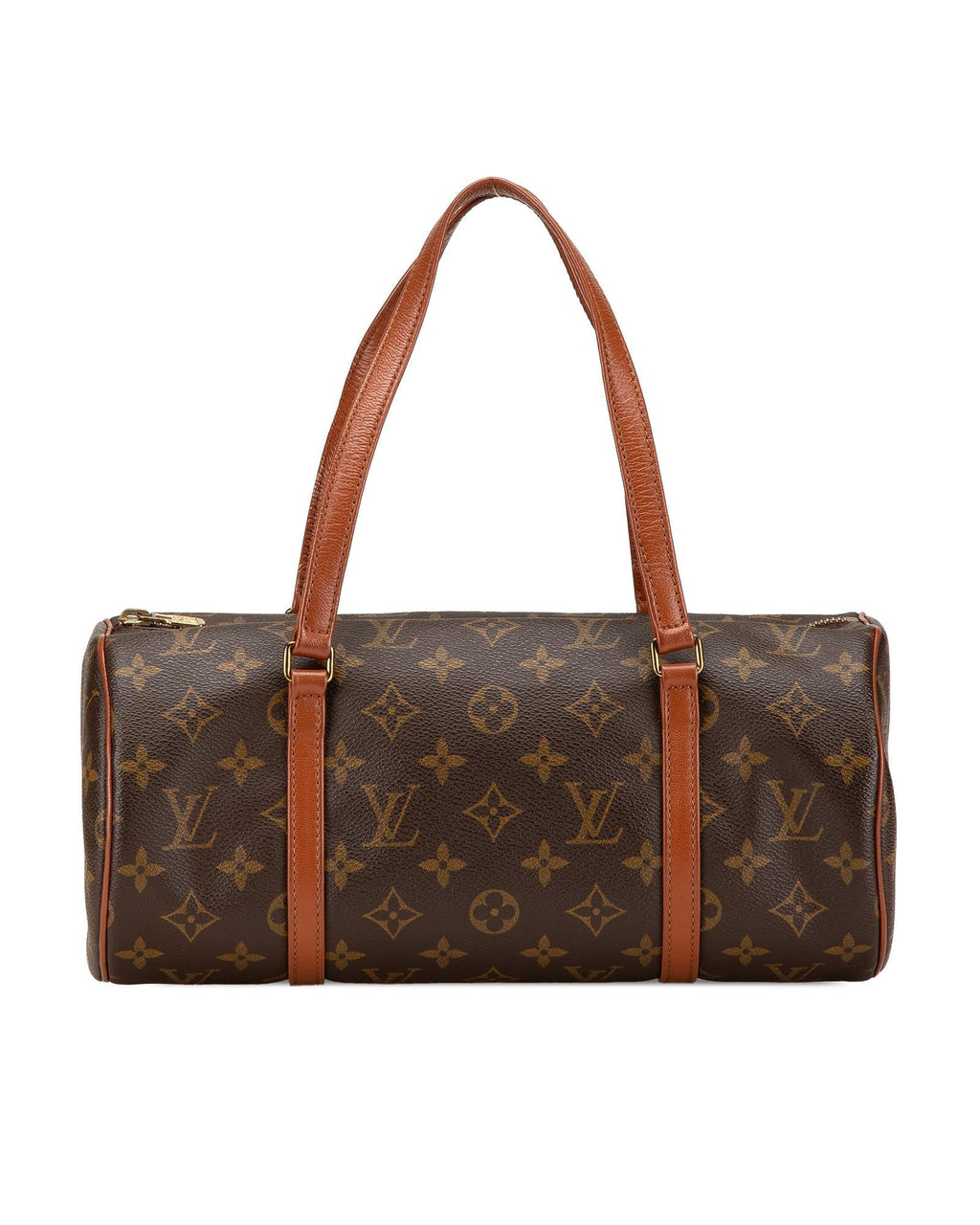 Monogram Papillon 30 Canvas Bag with Leather Handles and Top Zip Closure