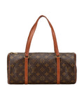 Monogram Papillon 30 Canvas Bag with Leather Handles and Top Zip Closure