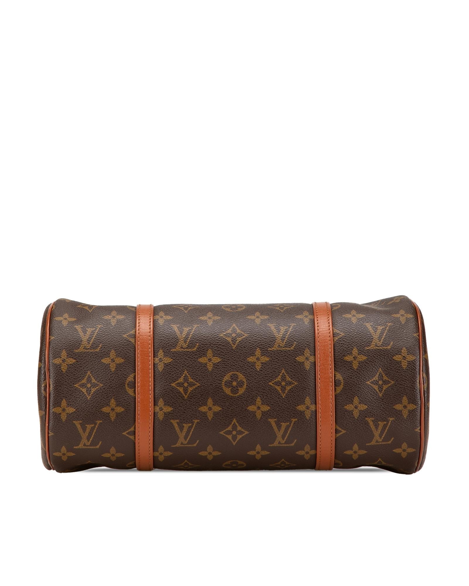 Monogram Papillon 30 Canvas Bag with Leather Handles and Top Zip Closure