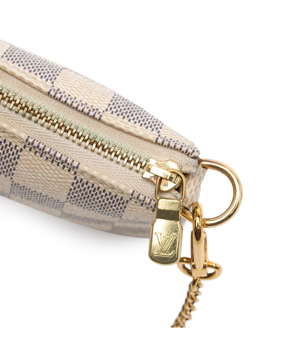 Damier Azur Canvas Mini Pochette with Detachable Chain Strap
