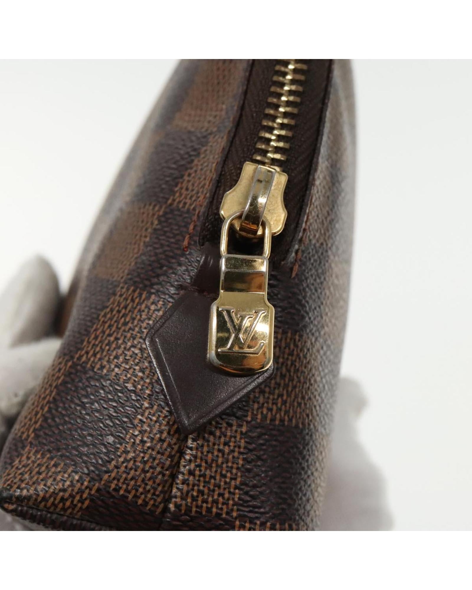 Cosmetic Pouch Damier Ebene Canvas Zipper