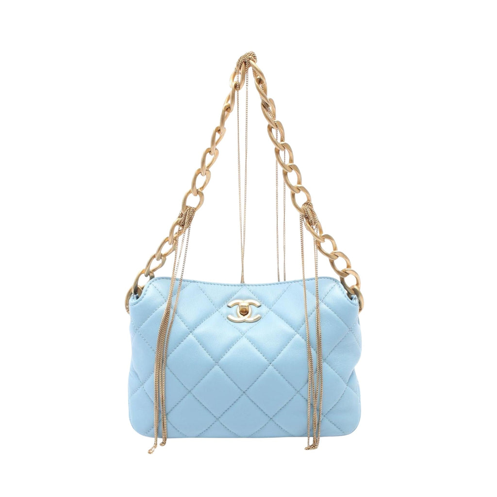 Chanel Luxury Leather Hobo Bag with Metal Fittings