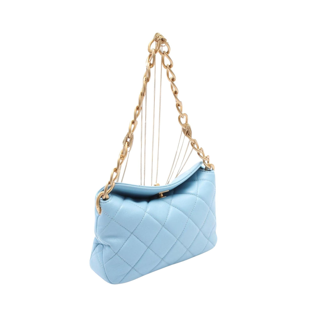 Chanel Luxury Leather Hobo Bag with Metal Fittings