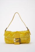 Fendi Gialla Yellow Beaded Baguette Bag