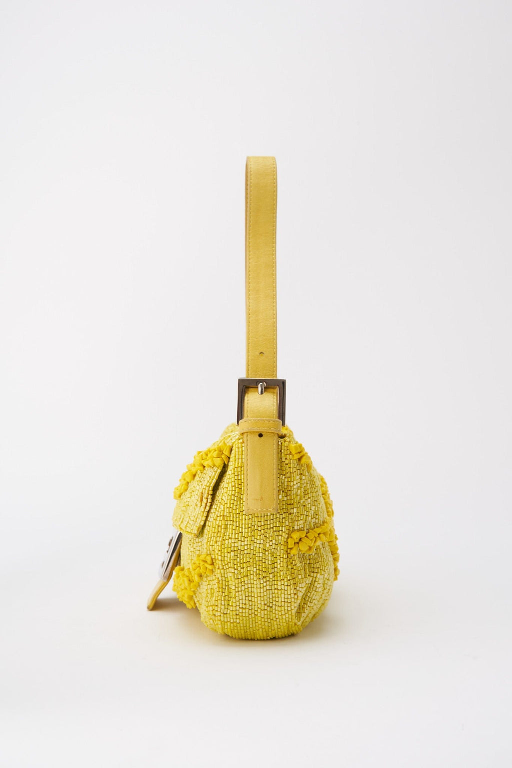 Fendi Gialla Yellow Beaded Baguette Bag