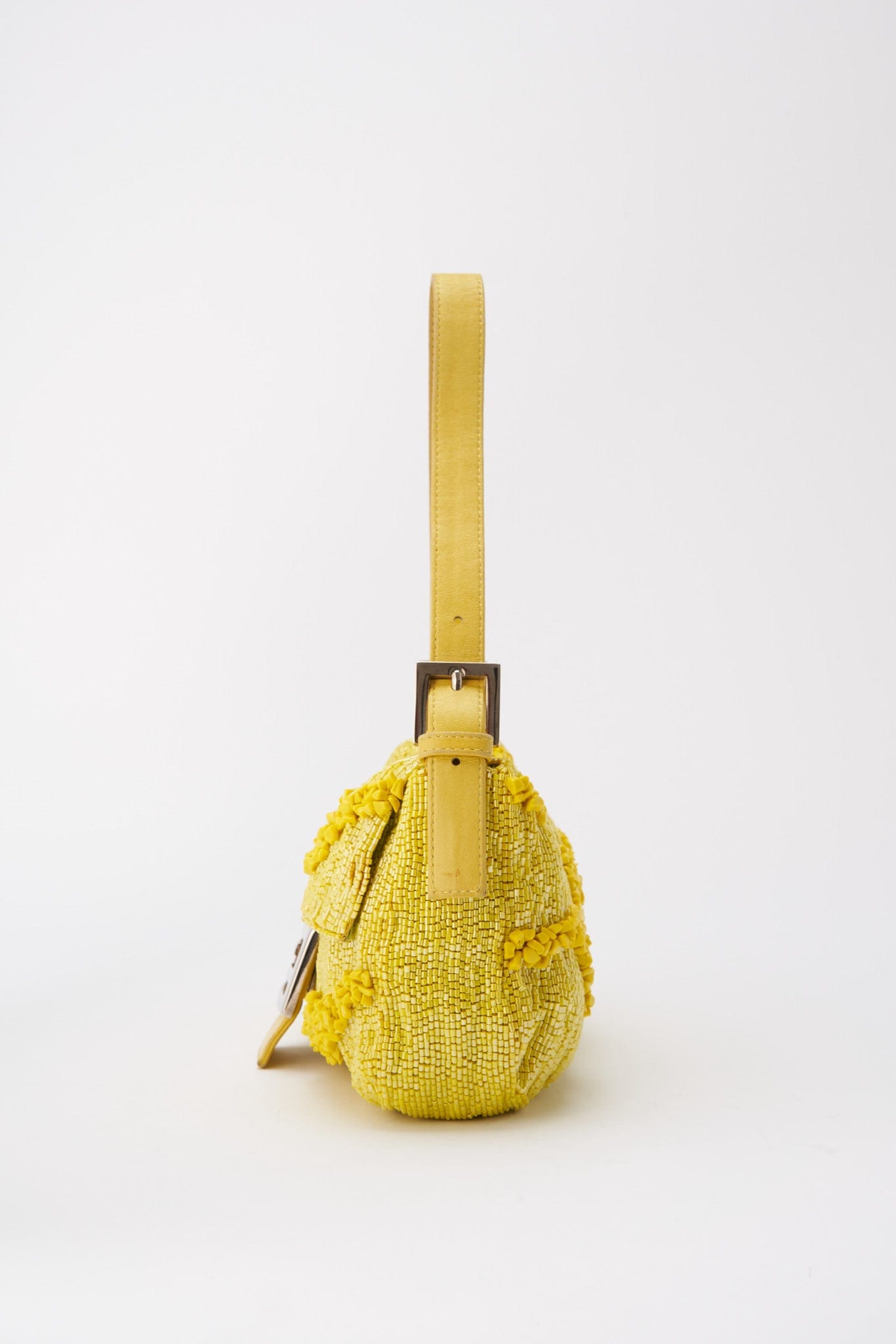 Fendi Gialla Yellow Beaded Baguette Bag