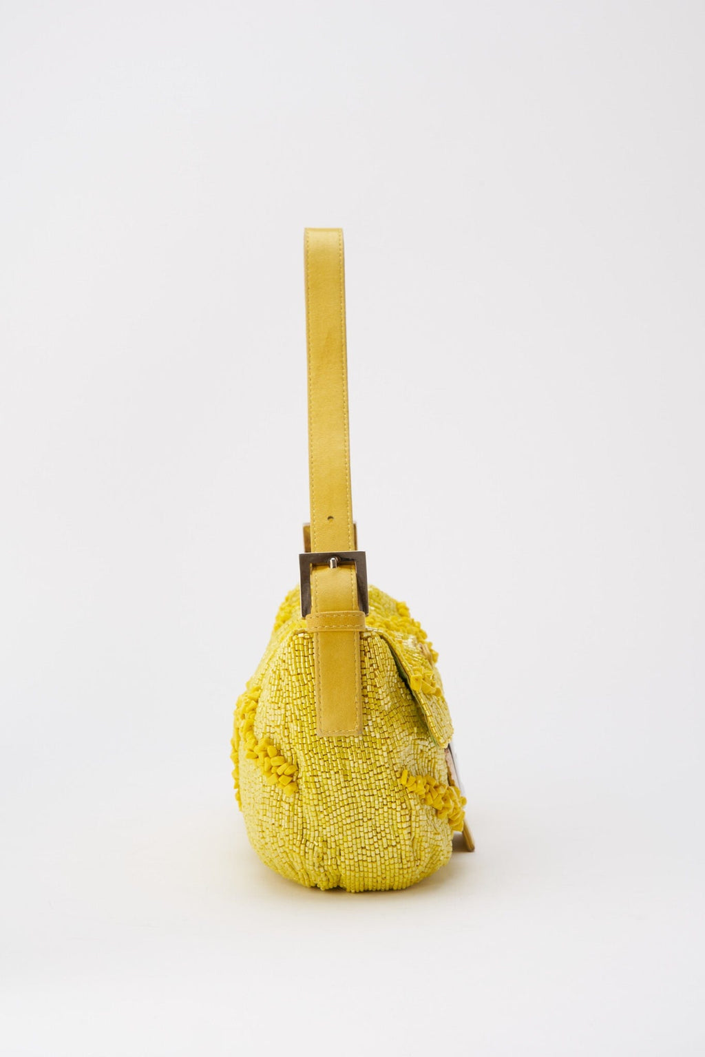 Fendi Gialla Yellow Beaded Baguette Bag