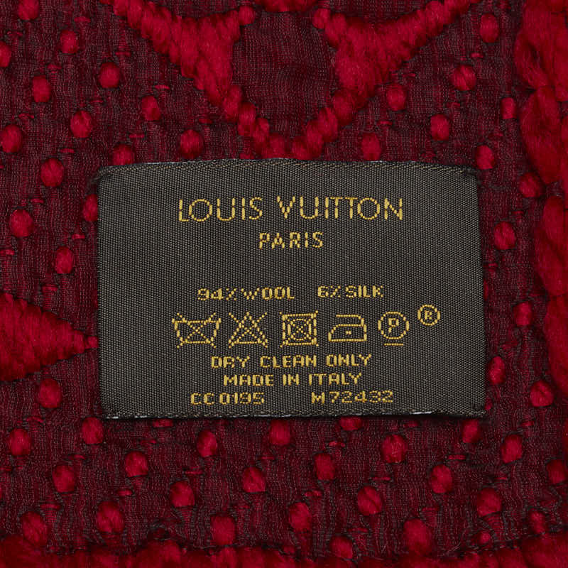 Louis Vuitton Monogram Escarp Logomania Maffler M72432 Red Wool Silk  Louis Vuitton